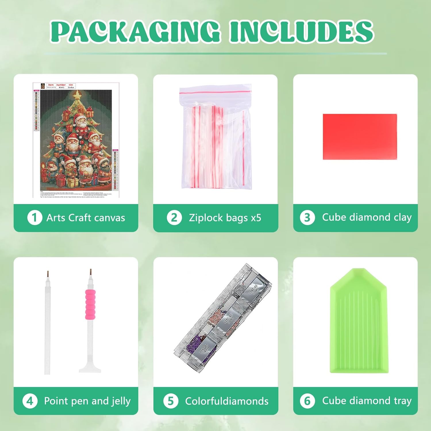 RICUVED Kits de pintura de diamantes para adultos, kit de arte de diamantes de árbol de Navidad, taladro redondo completo, arte de pintura de gnomo,