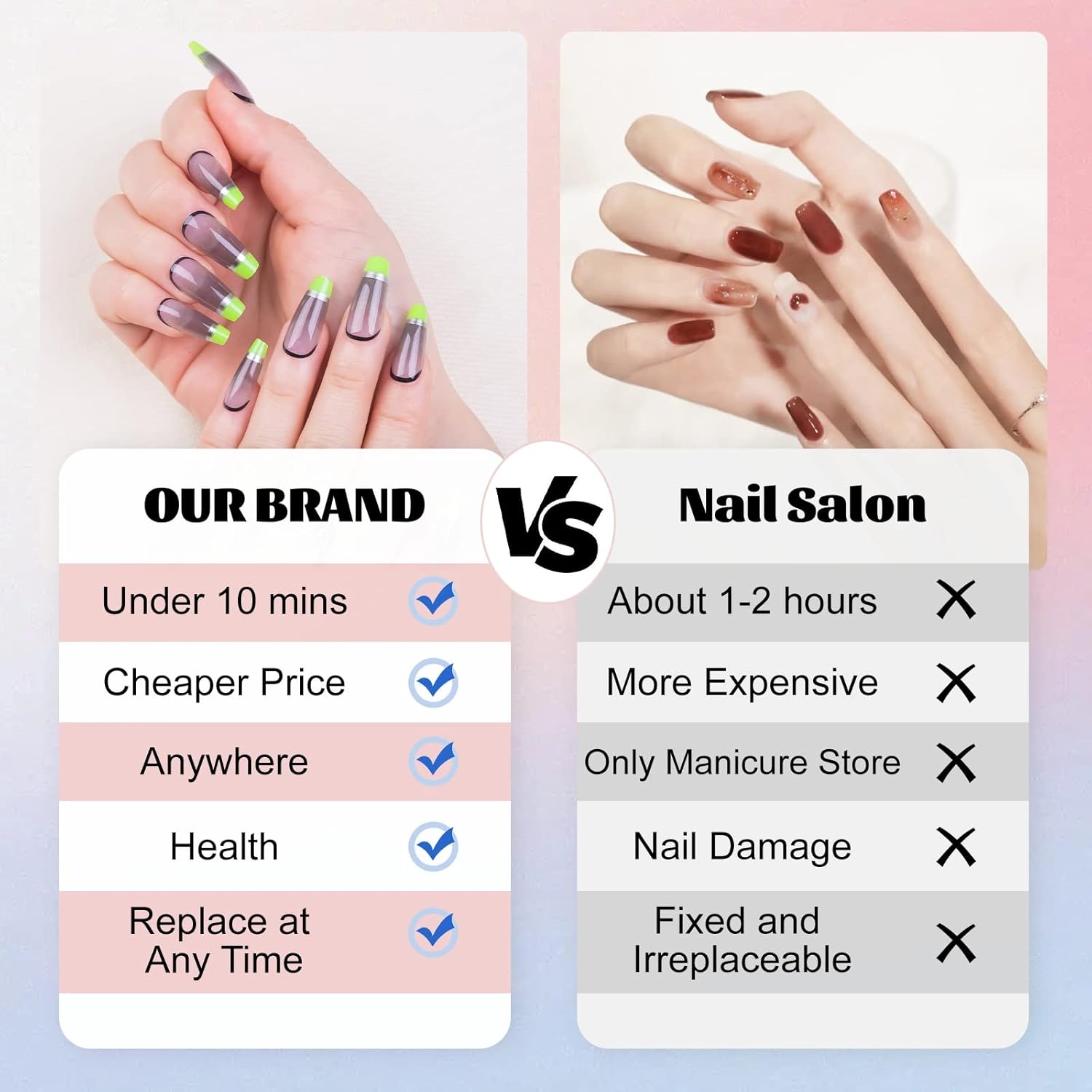 Uñas postizas a presión en forma de ataúd, color gris medio, verde transparente, punta francesa, uñas postizas de gel suave para mujer, ajuste