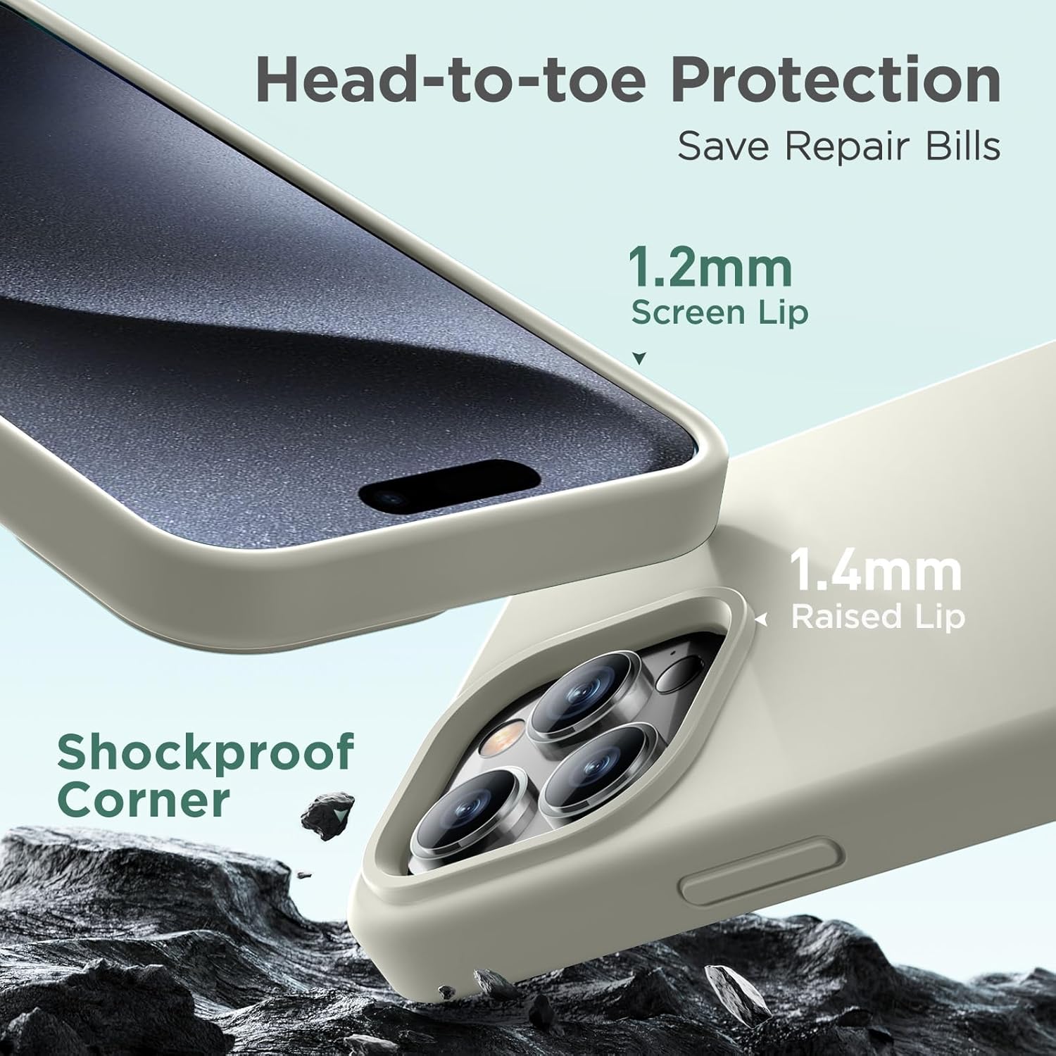 Cordking Funda diseñada para iPhone 15 Pro, funda de silicona ultra delgada, a prueba de golpes, con forro de microfibra suave antiarañazos, 6.1