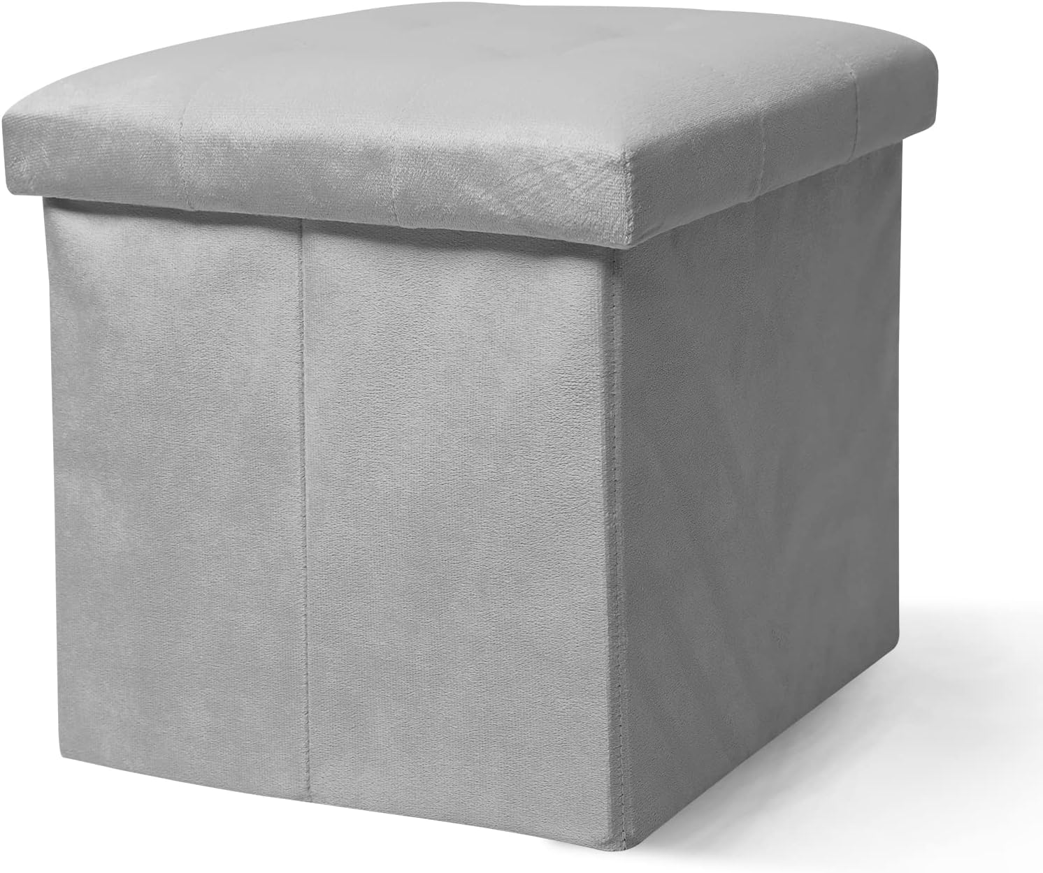 Cubo otomano de almacenamiento, otomana pequeña con almacenamiento, otomana cuadrada plegable de terciopelo de 12 pulgadas, reposapiés pequeño,