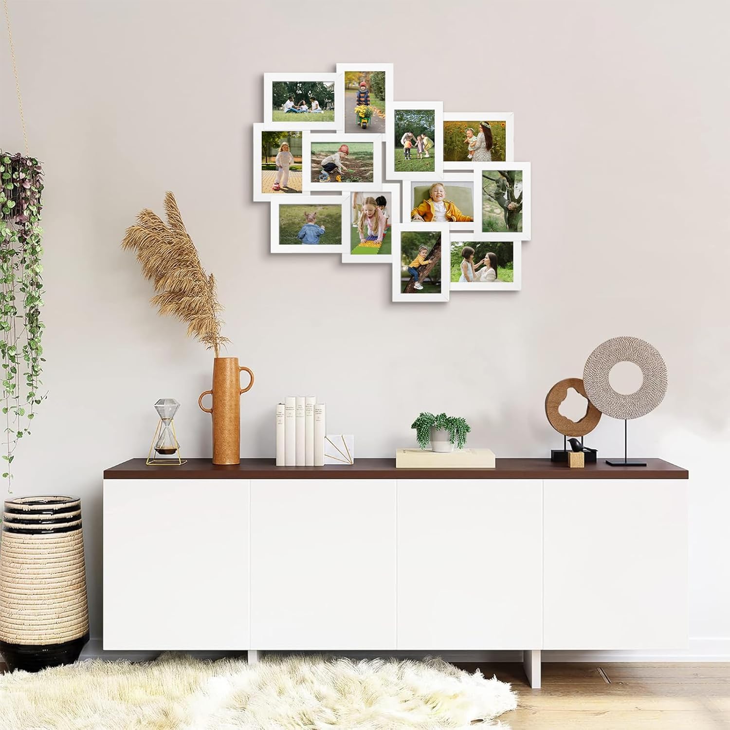 Marcos de fotos collage de 12 aperturas de Reunion Friends Family Memory Photo Frames Collage para decoración de pared, marco de fotos, selfie,