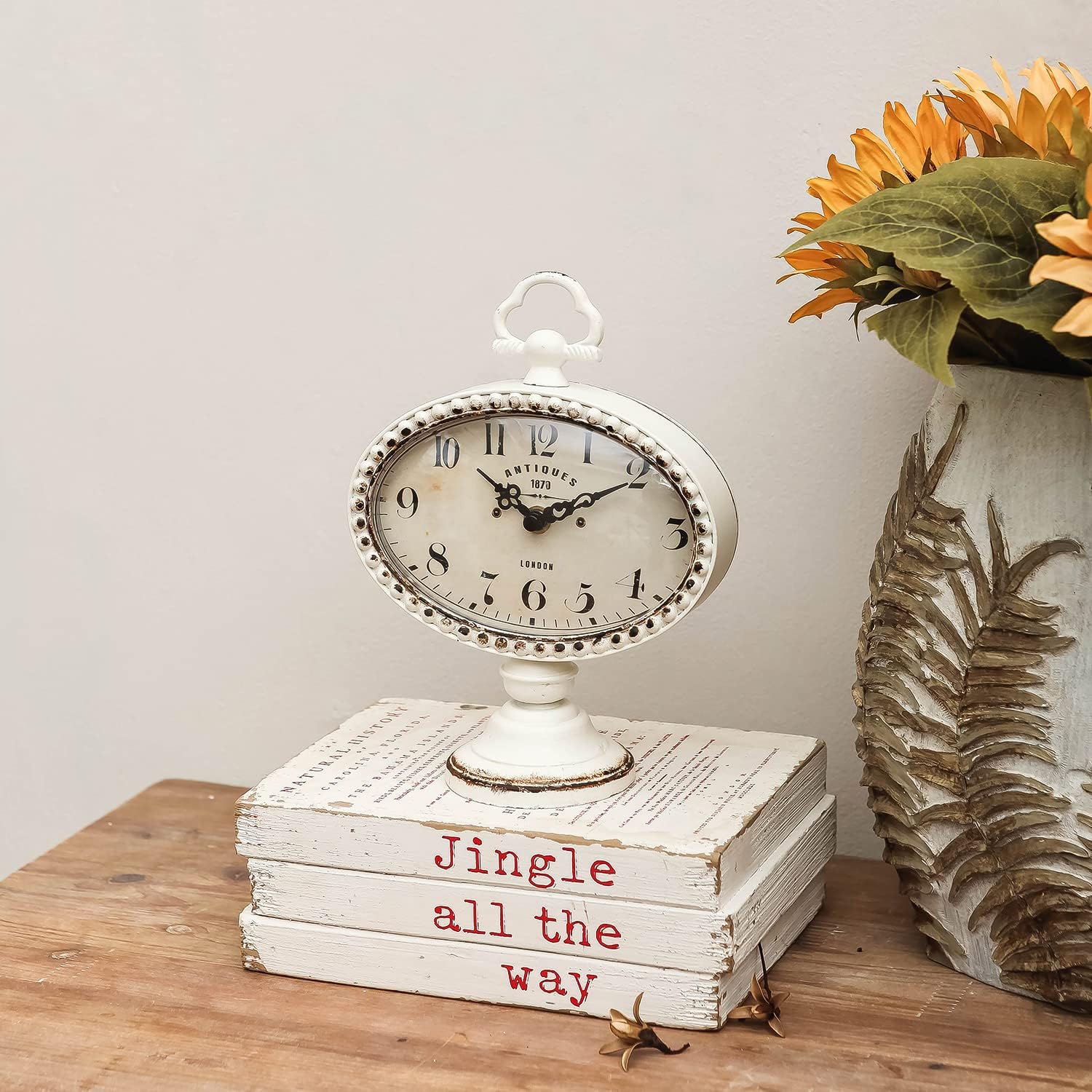 NIKKY HOME Reloj de mesa vintage con cuentas, estante silencioso de escritorio, funciona con pilas, diseño antiguo, elegante decoración del hogar