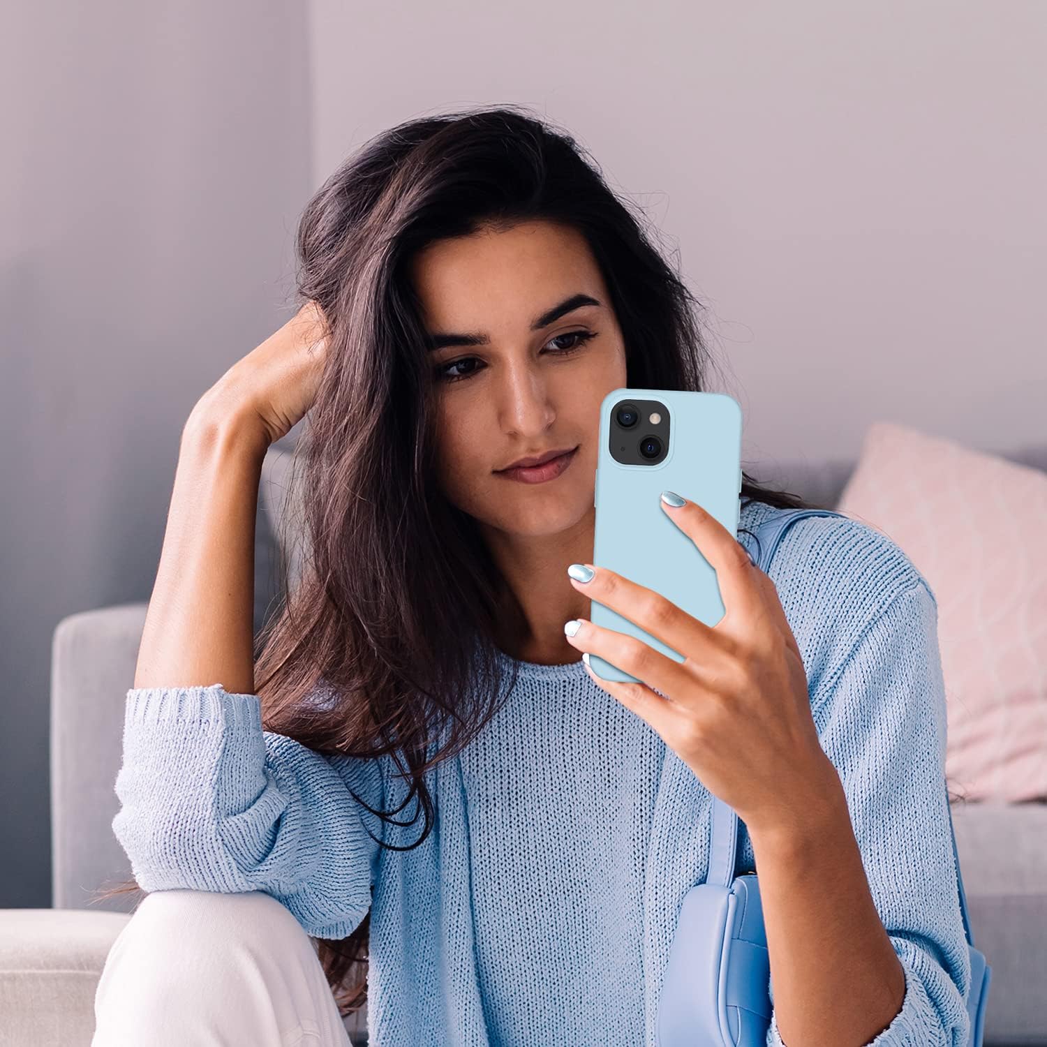 Cordking – Funda para iPhone 13, ultradelgada, de silicona, funda protectora a prueba de golpes con forro de microfibra antiarañazos, 6.1pulgadas,