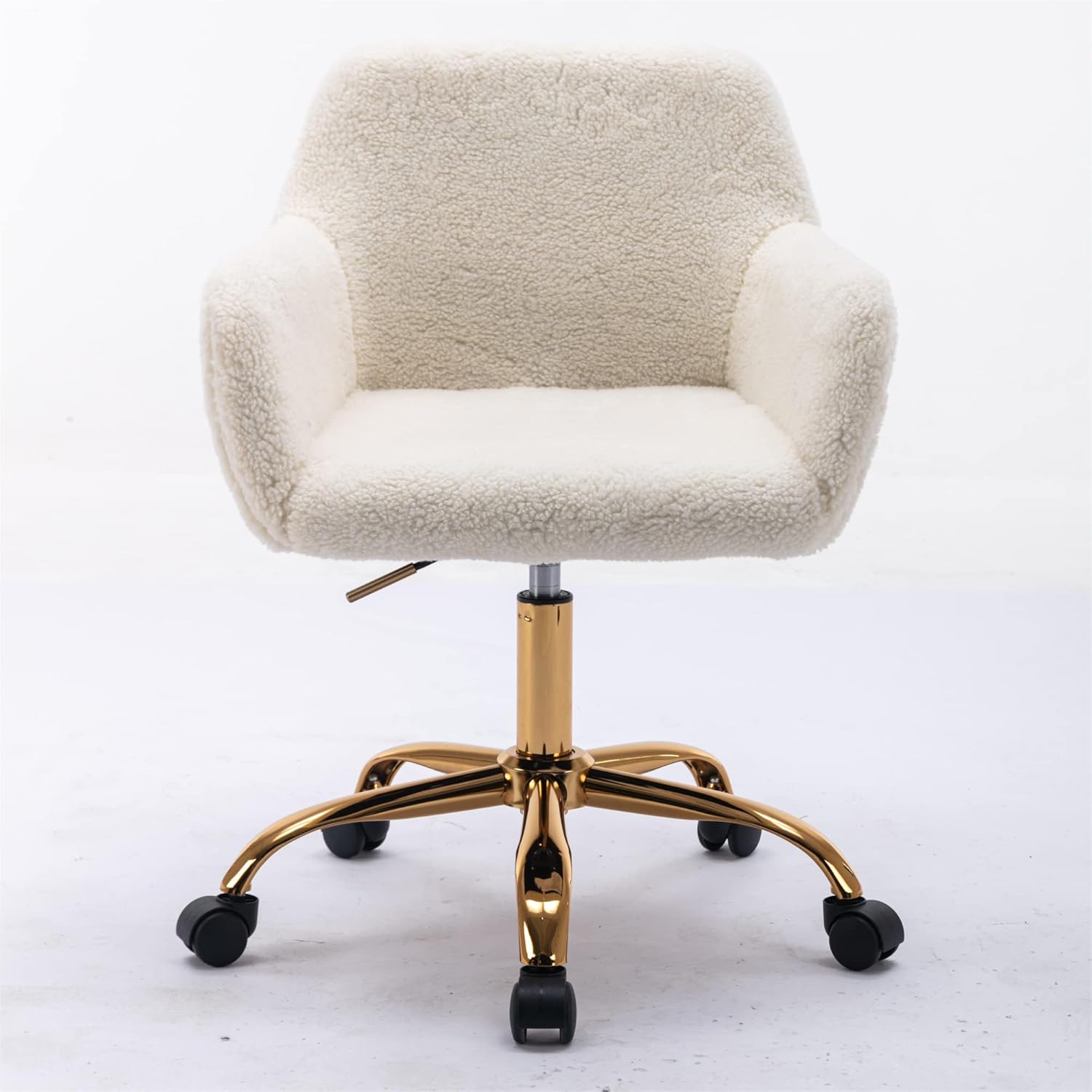 Silla de tocador de piel sintética para niñas, silla de escritorio peluda con ruedas, bonita silla de maquillaje esponjosa, cómoda silla de