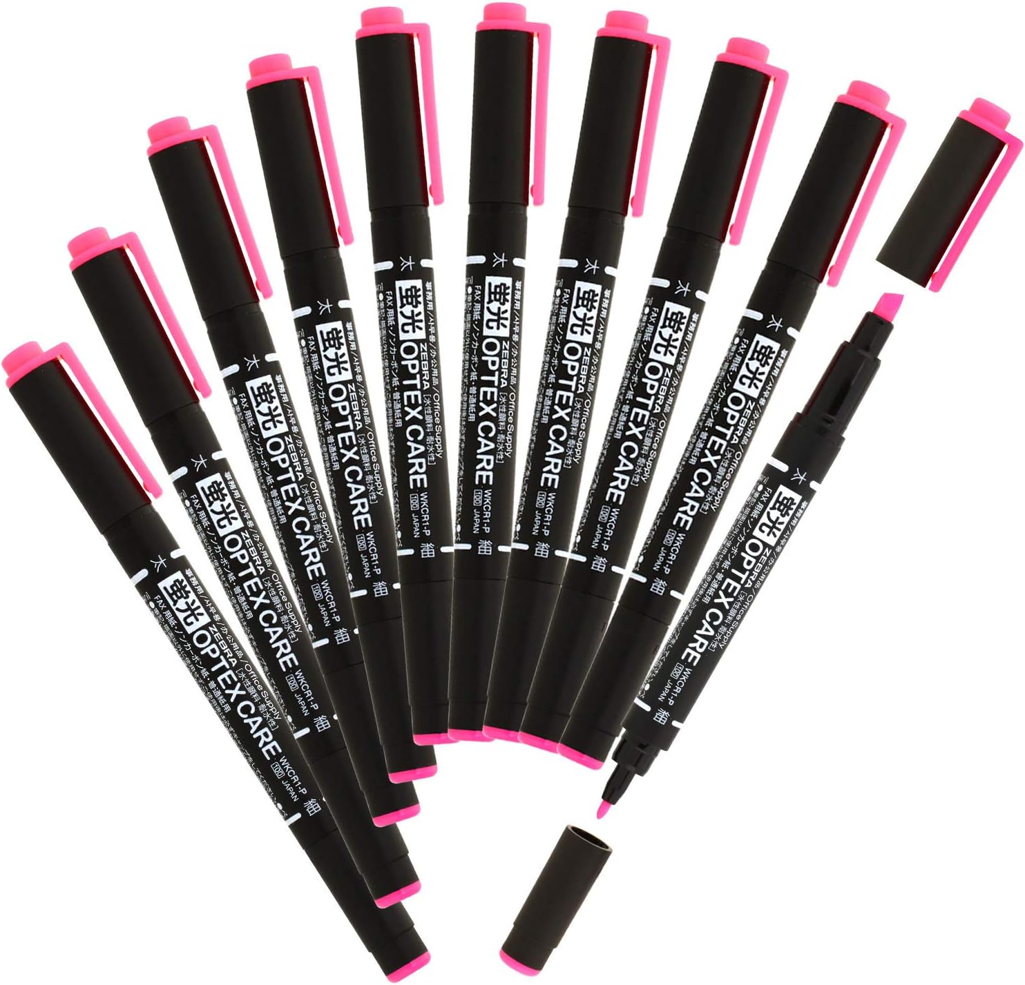 Zebra B-WKCR1-P Optex Care Highlighter, Pink, 10 Pieces