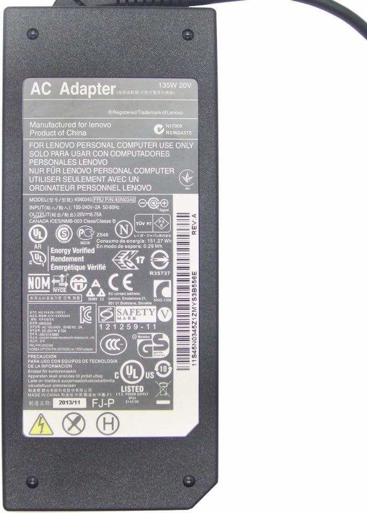 20V 6.75A 135W Adaptador de CA Cargador Portátil Fuente de Alimentación para Lenovo ThinkPad T530 T520 W530 W520 W510 3PIN 45N0059 45N0055