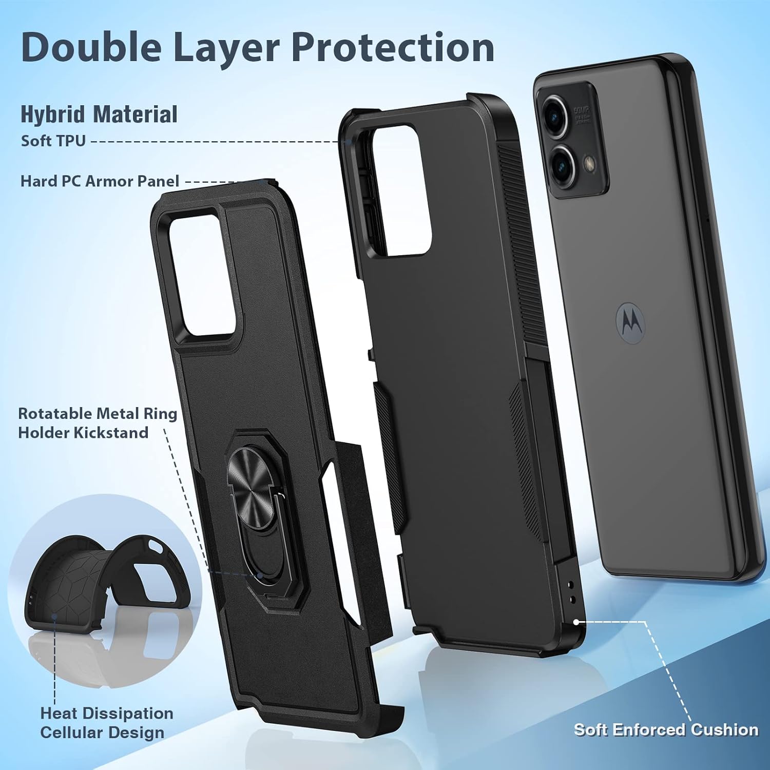 FNTCASE Funda para Motorola Moto G-Stylus-5G-2023 Fundas de protección a prueba de caídas de grado militar con soporte magnético  TPU texturizado