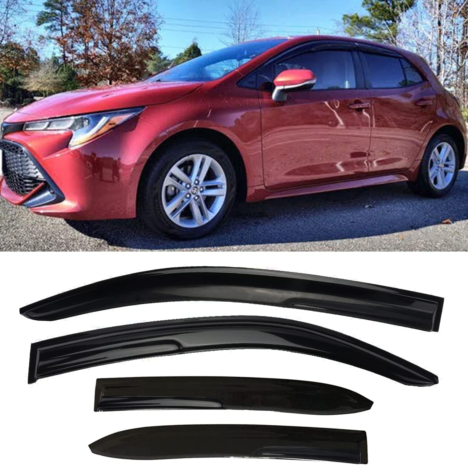 Viseras laterales de ventana de automóvil para Toyota Corolla Hatchback 2019-2023, deflectores de ventilación solar, protectores de lluvia de