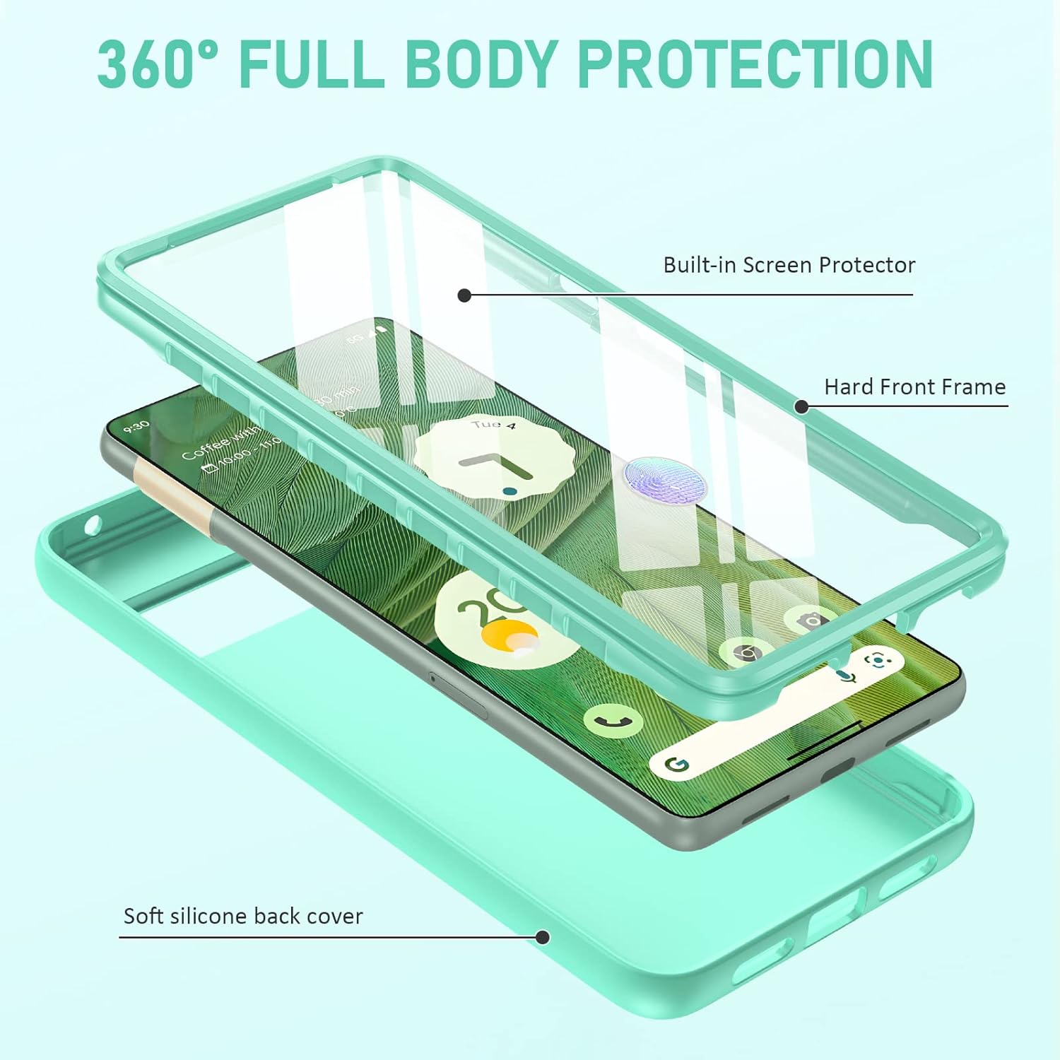 PUJUE Funda para teléfono Google Pixel-7 Funda protectora de silicona Pixel 7 a prueba de golpes – Fundas para celulares mate con protector de