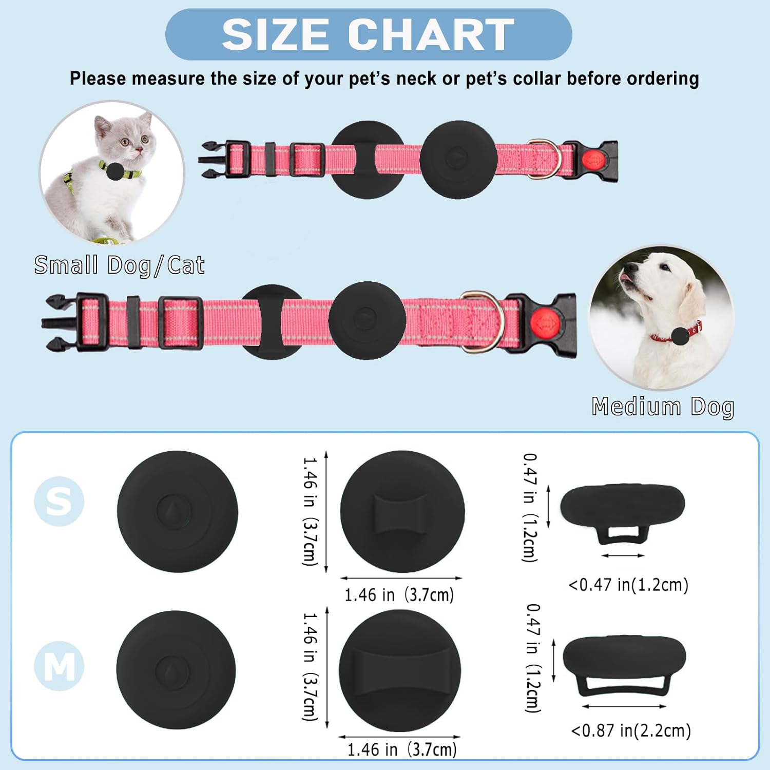 Airtag – Soporte impermeable para collar de perro, funda de silicona oculta impermeable para Airtag para rastreador GPS de mascotas, gatos, perros,