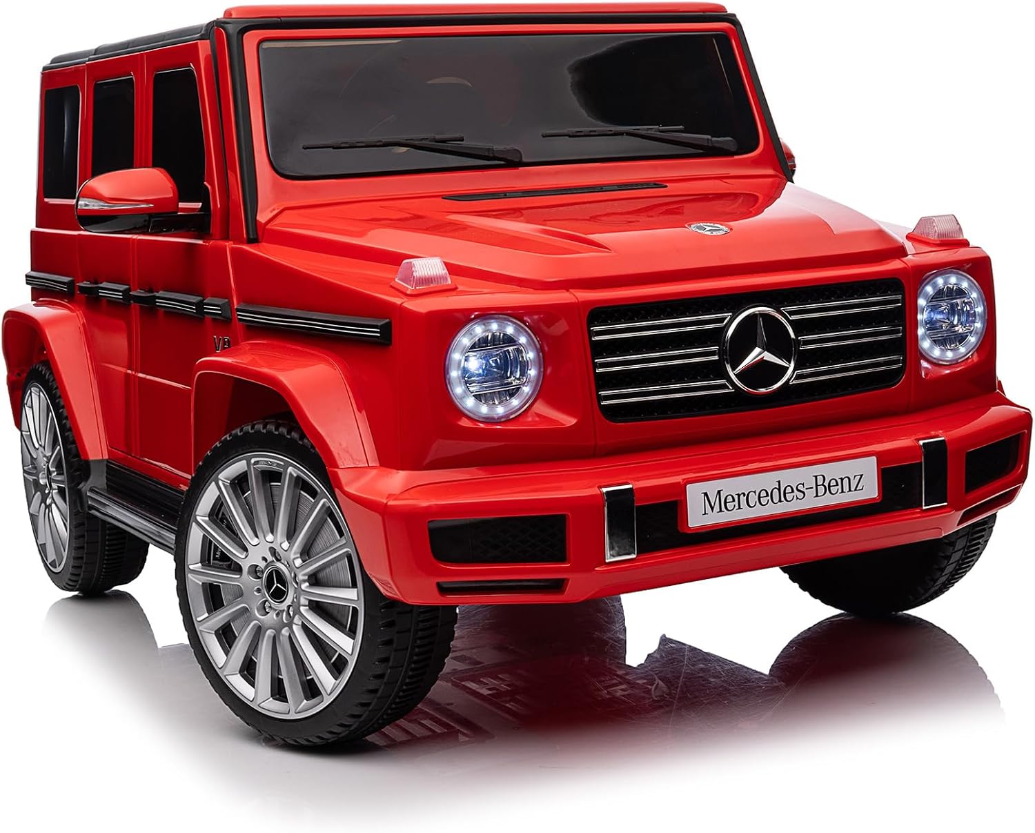 Vehículos eléctricos Mercedes-Benz G500 de 12 V con licencia y control remoto para padres, suspensión de 4 resortes, 3 velocidades, balanceo, luces