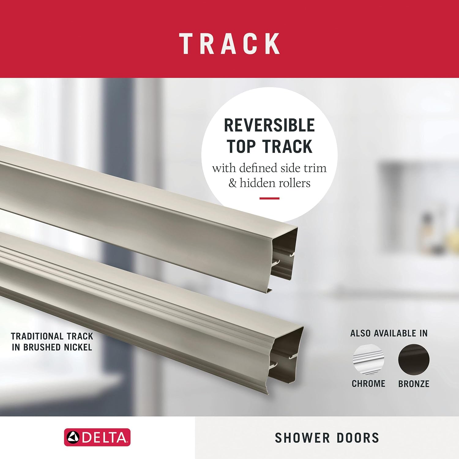 Delta Shower Doors – Puerta corrediza semi enmarcada clásica contemporánea para ducha