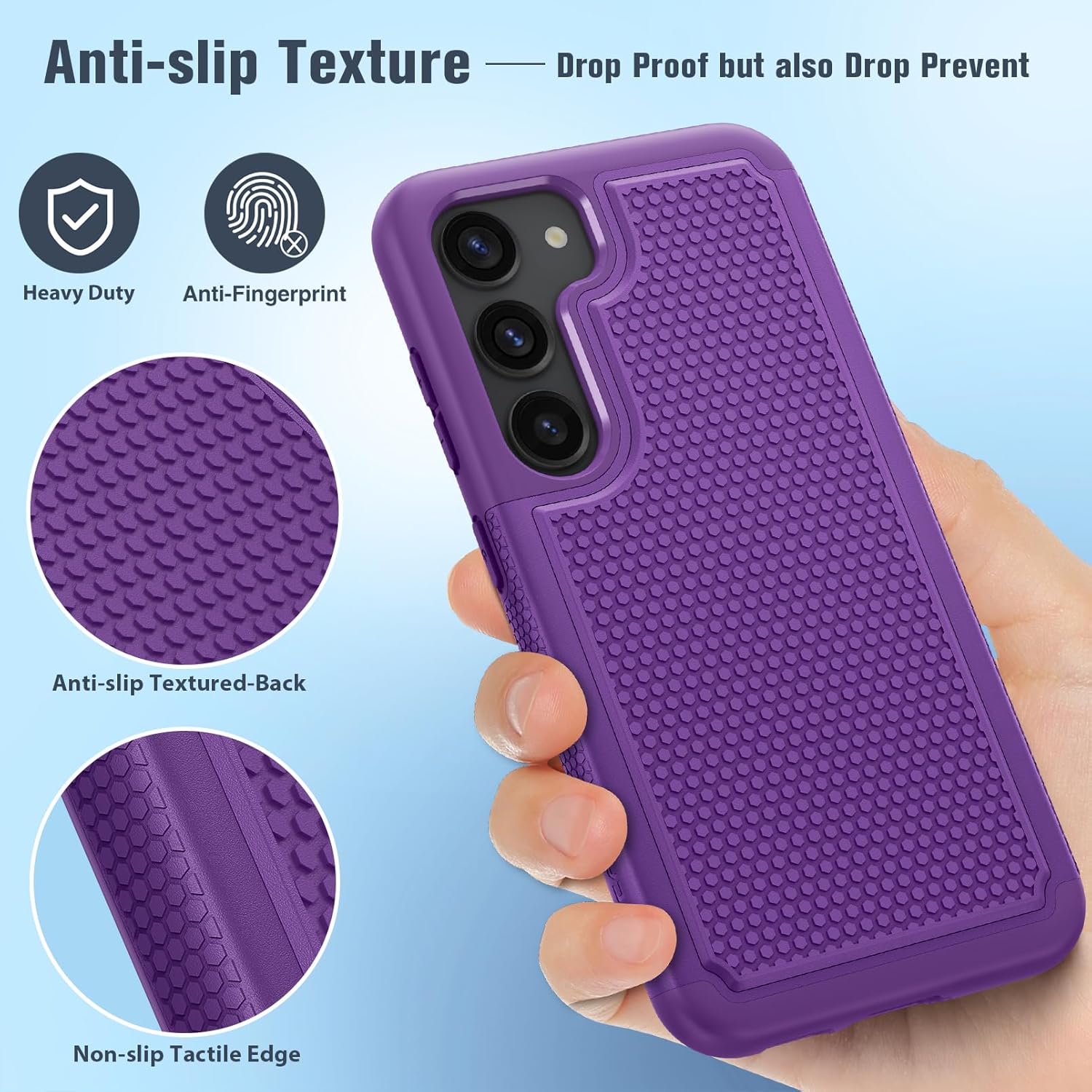 FNTCASE Funda para Samsung Galaxy S23 funda protectora de doble capa resistente para teléfono celular, a prueba de golpes, con textura