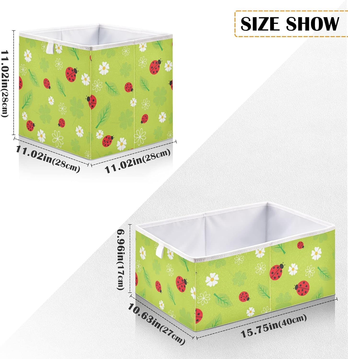 Beetles Ladybugs – Cubos de almacenamiento plegables de tela con asas, organizador cuadrado para armario, forro impermeable para estantes, gabinete,