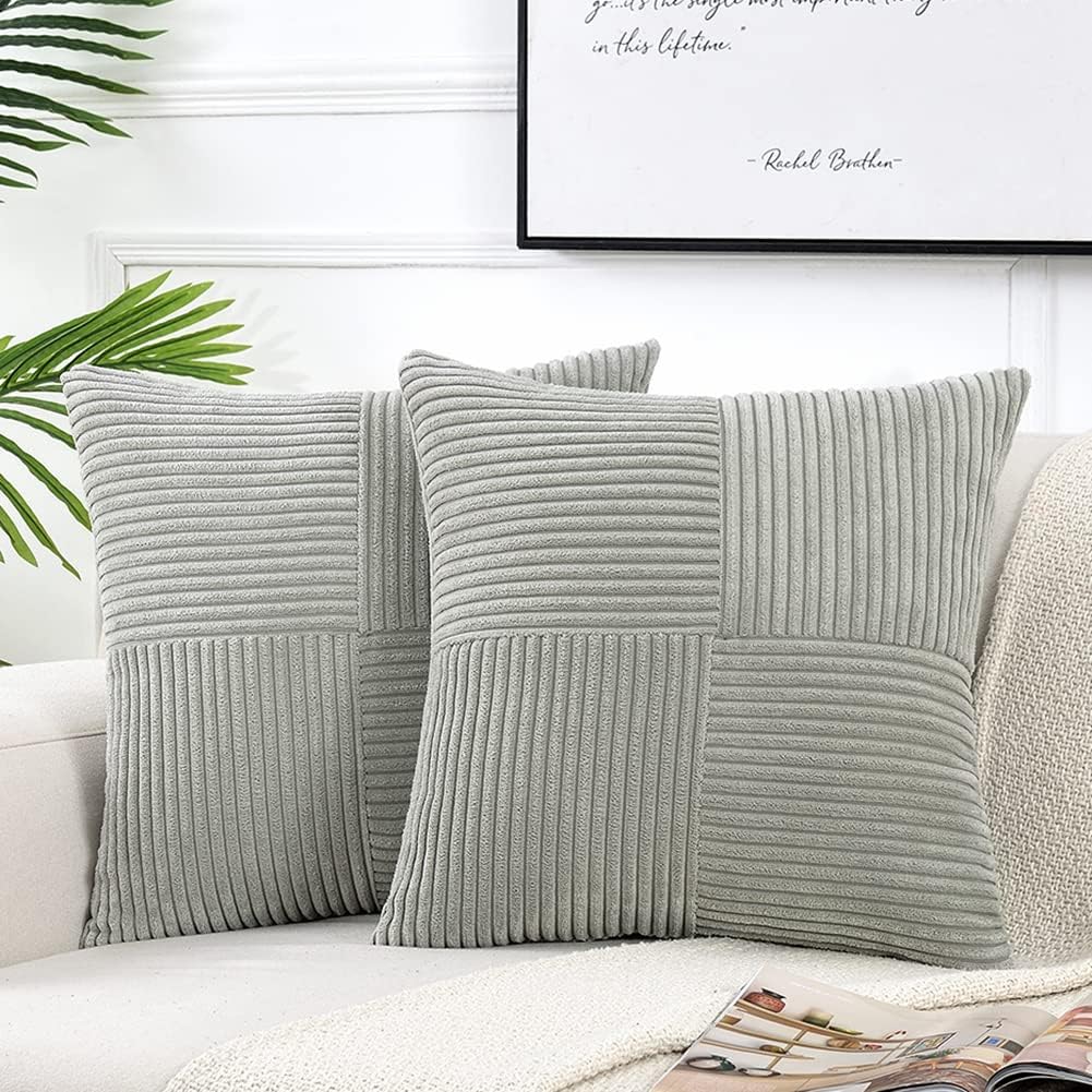 Fancy Homi Paquete de 2 fundas de almohada decorativas grises de 16 x 16 pulgadas para sala de estar, sofá, cama, sillón, rústico, bohemio,
