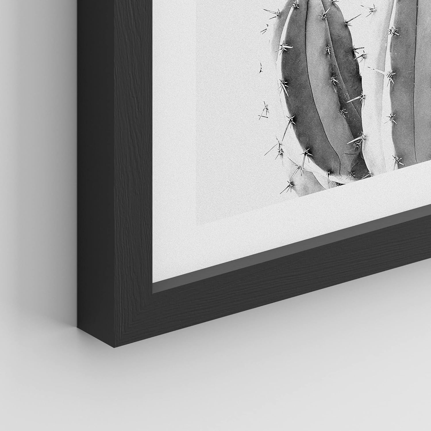 SIGNWIN Arte de pared enmarcado de cactus tropical del desierto del suroeste de Saguaro en blanco y negro, juego de 4 impresiones florales botánicas