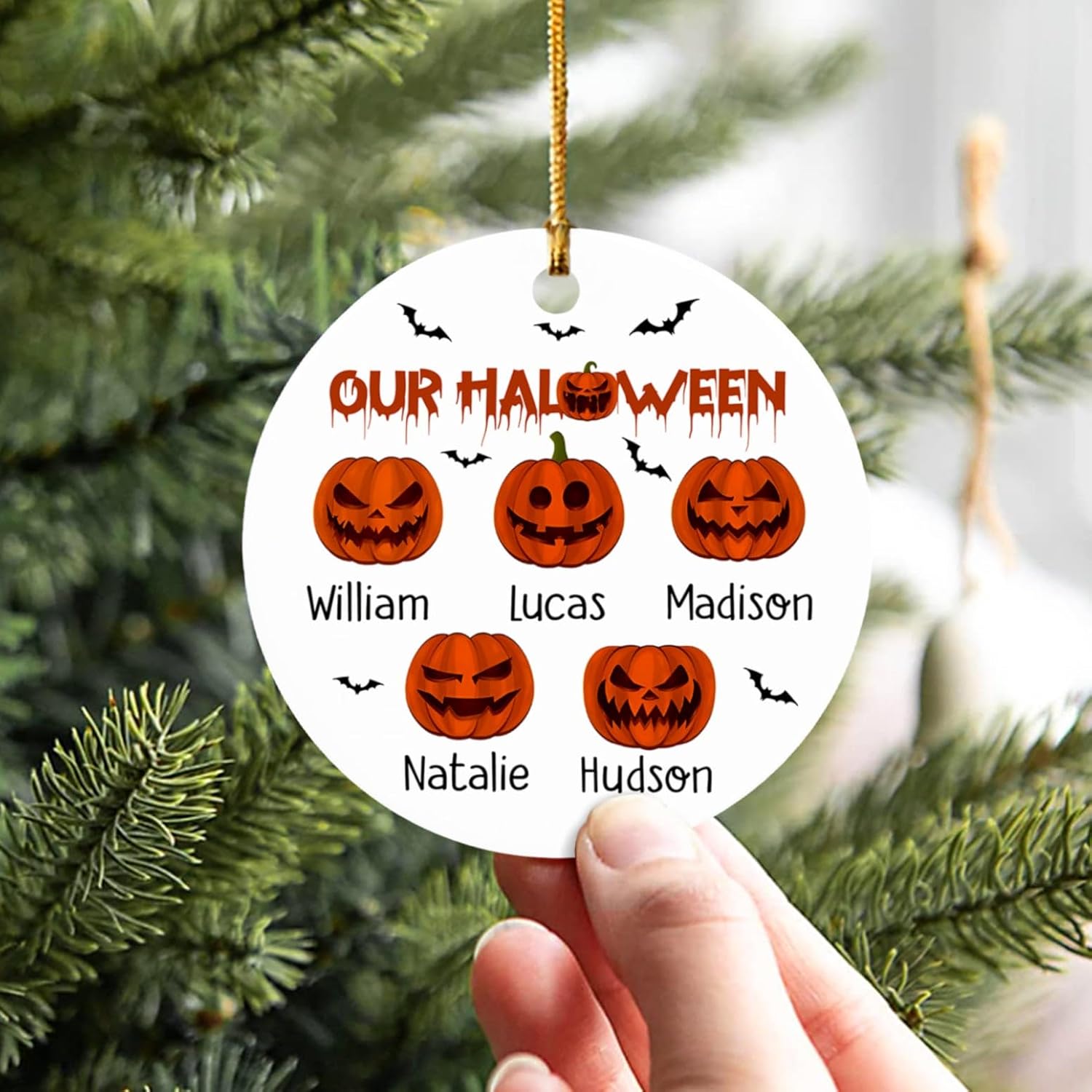 Adorno de Halloween personalizado para miembros de la familia, adorno de calabaza para Halloween, adorno de calabaza espeluznante de Halloween,