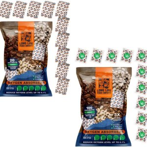 Absorbentes de oxígeno de 3000 cc y 500 cc para almacenamiento de alimentos  3 veces la capacidad de absorción de oxígeno  Extiende la vida útil y Absorbentes de oxígeno de 3000 cc y 500 cc para almacenamiento de alimentos  3 veces la capacidad de absorción de oxígeno  Extiende la vida útil y