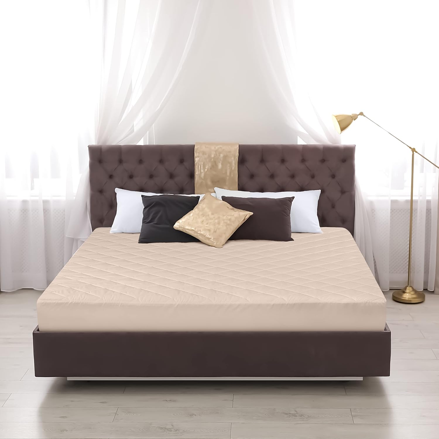 Utopia Bedding Protector de colchón acolchado, tamaño individual, protector de colchón elástico ajustable y funda que se estira hasta 16 pulgadas de