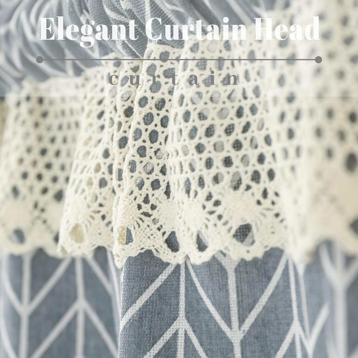Moslovstar Cortina de lino y algodón de 27.5 pulgadas de largo, elegante cortina corta de encaje con flechas blancas para tratamiento de ventana de