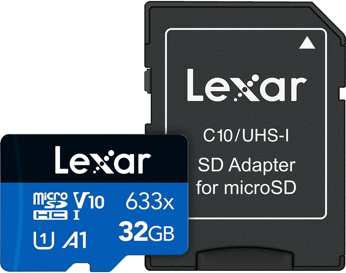 Lexar Tarjeta micro SD 633x de alto rendimiento de 32 GB (paquete de 2) con adaptador SD, UHS-I, C10, U1, A1, video Full HD y 4K, lectura de hasta