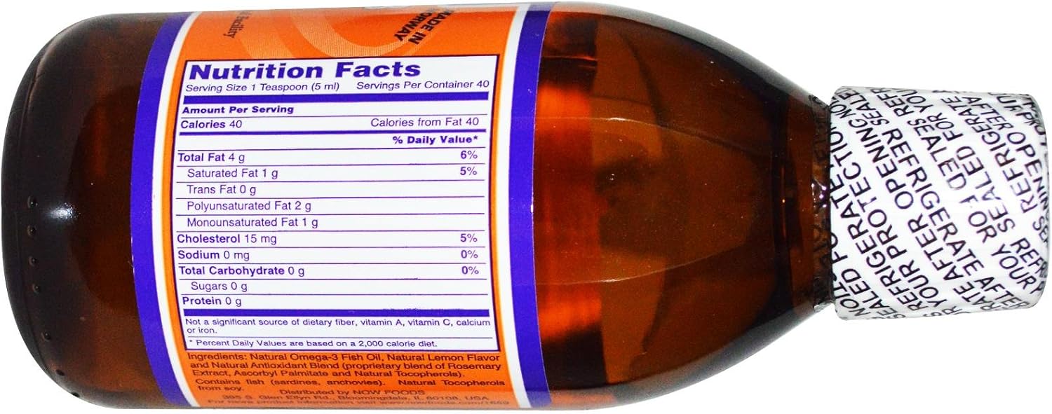 NOW Foods – Aceite de pescado omega-3 con sabor a limón – 7 fl. oz.