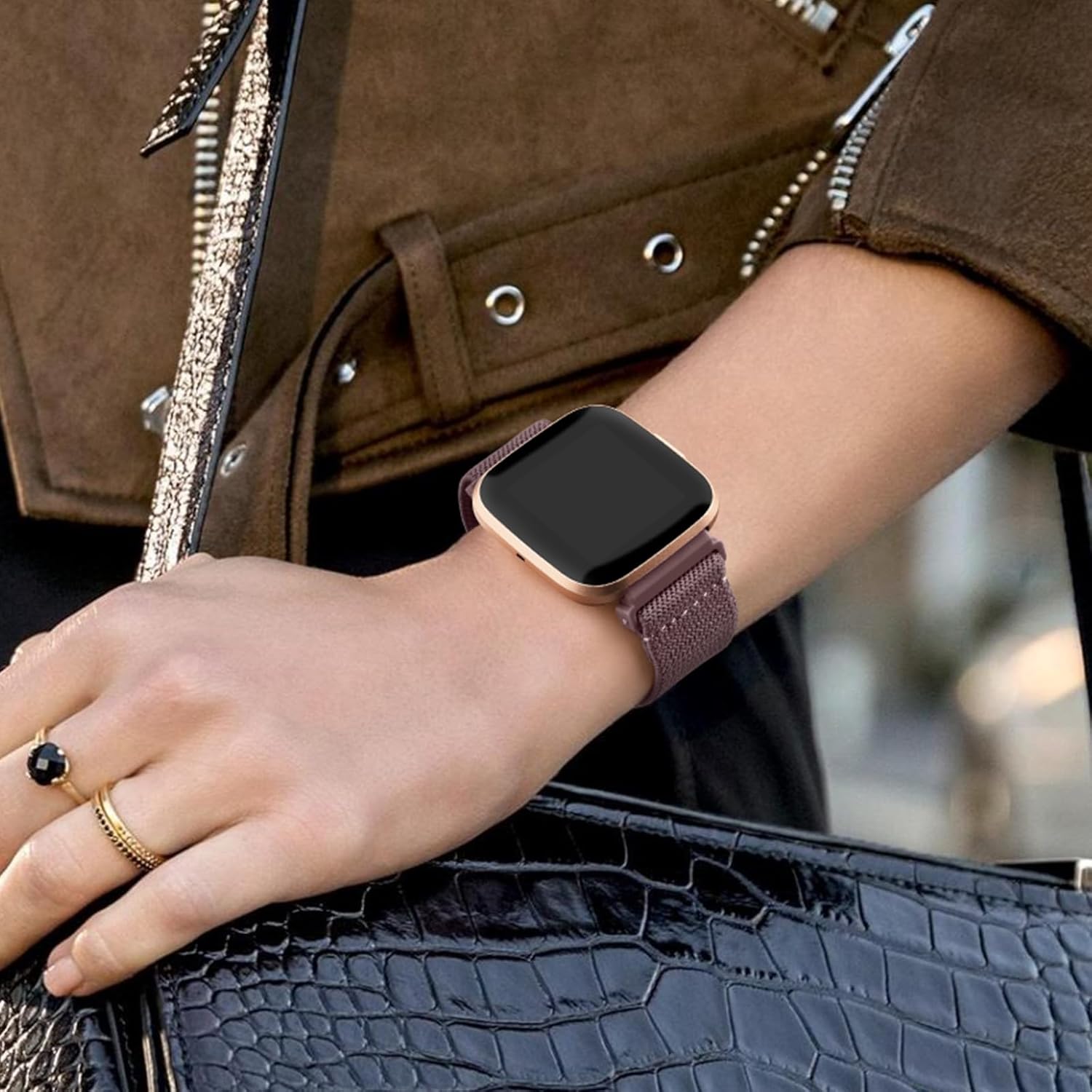 AK Banda elástica compatible con Fitbit Versa 2 BandasFitbit Versa Bandas para mujeres y hombres, correas de nailon elásticas suaves ajustables para