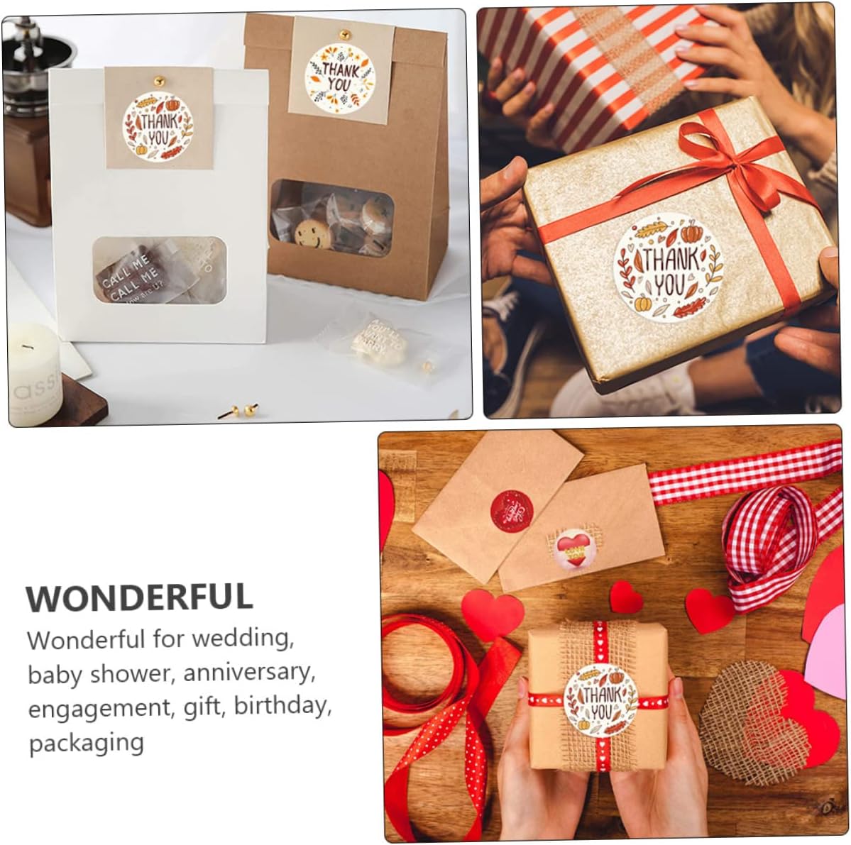 STOBOK 1000 calcomanías de sellado, etiqueta de regalo de agradecimiento, etiqueta de embalaje de regalo, etiqueta de regalo, etiqueta de regalo,