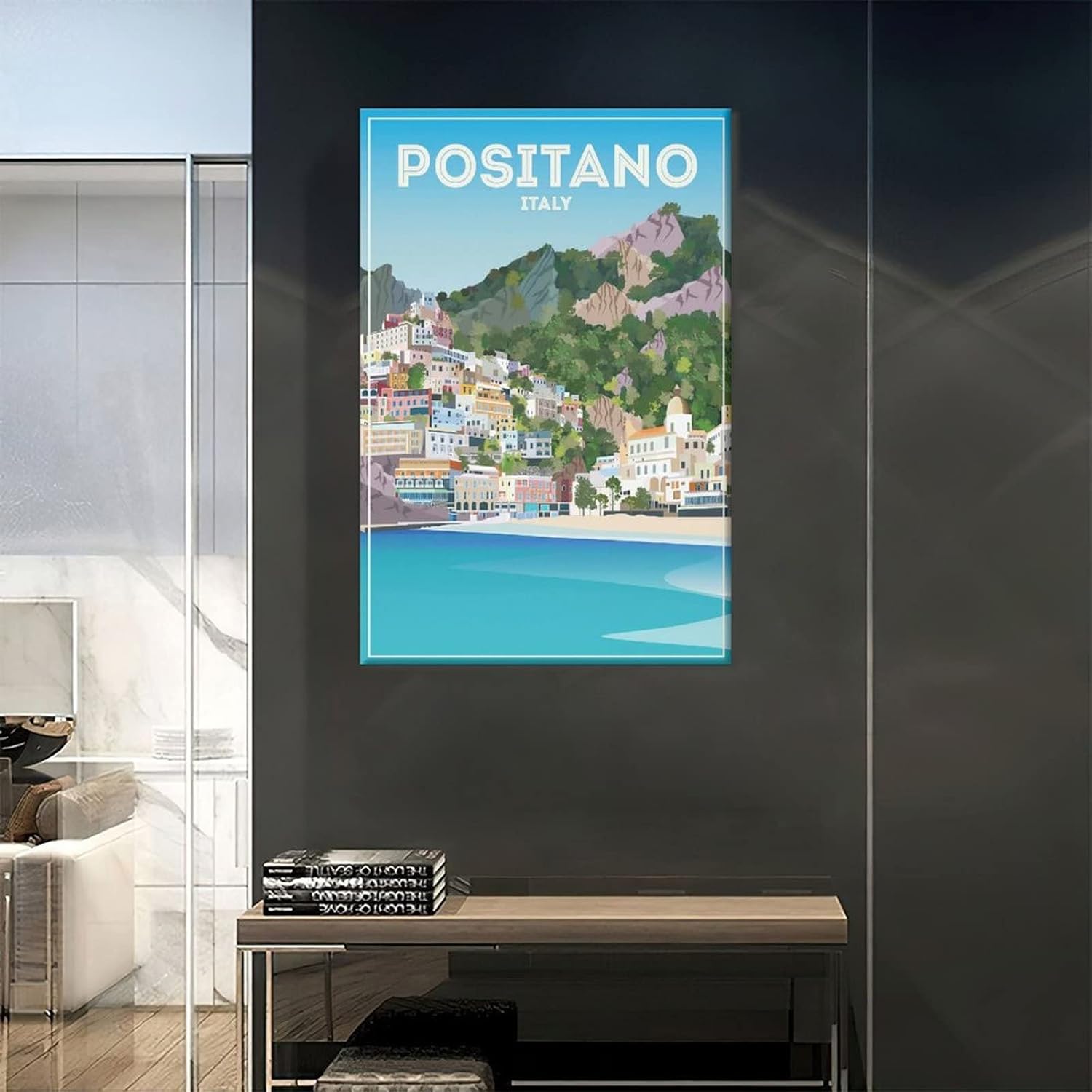Positano – Póster de viaje vintage con diseño de edificio de Italia, pósteres decorativos de 12 x 18 pulgadas (11.8 x 17.7 in)