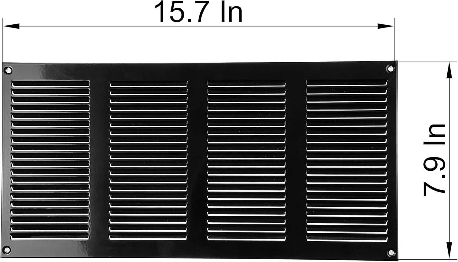 Vent Systems Cubierta de ventilación de aire negra de 16 x 8 pulgadas, parrilla de retorno de aire de metal con pantalla de protección contra plagas