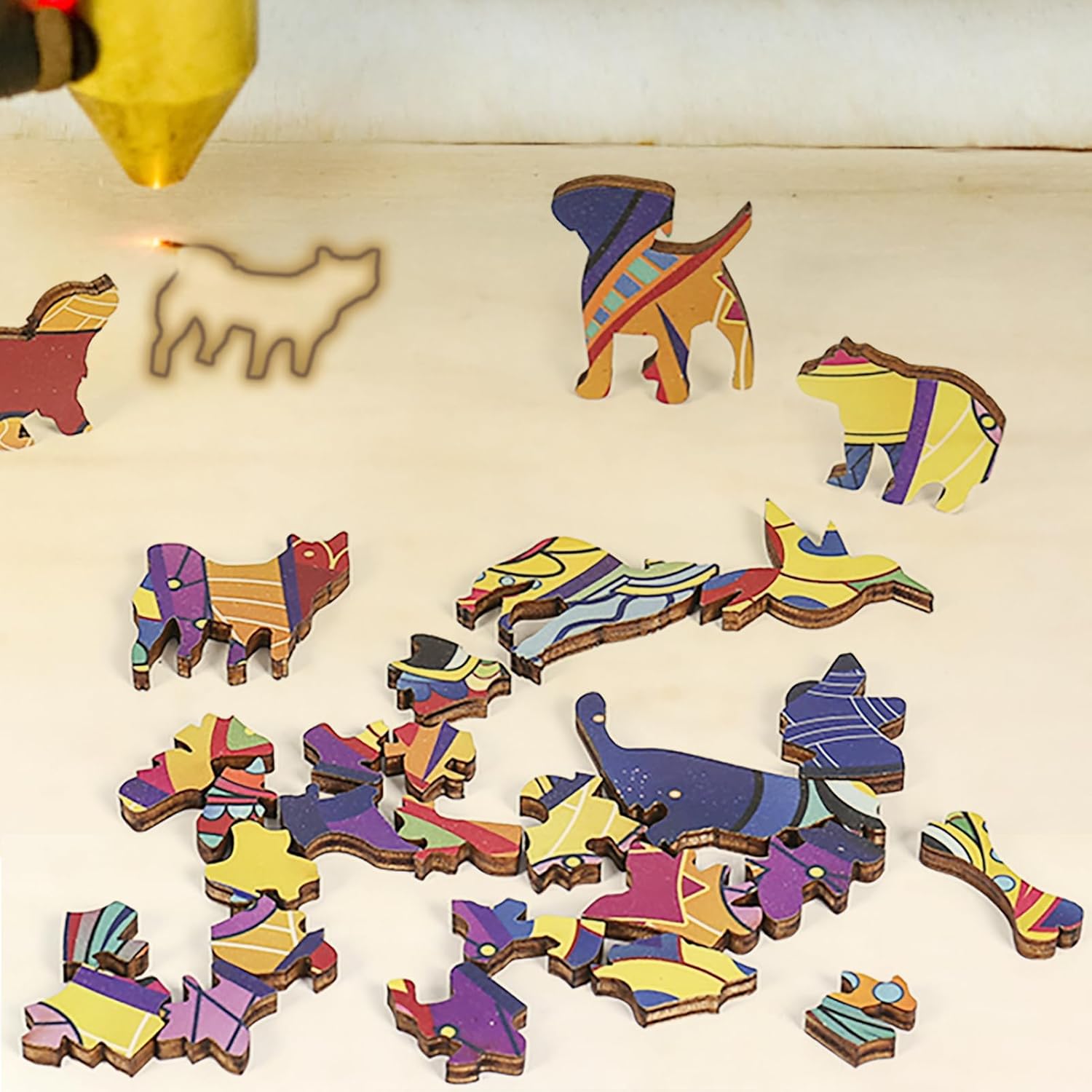 AOLEW Rompecabezas de madera  Precioso gato (300 piezas) paquete de regalo para adultos y niños, rompecabezas únicos con forma de animal,
