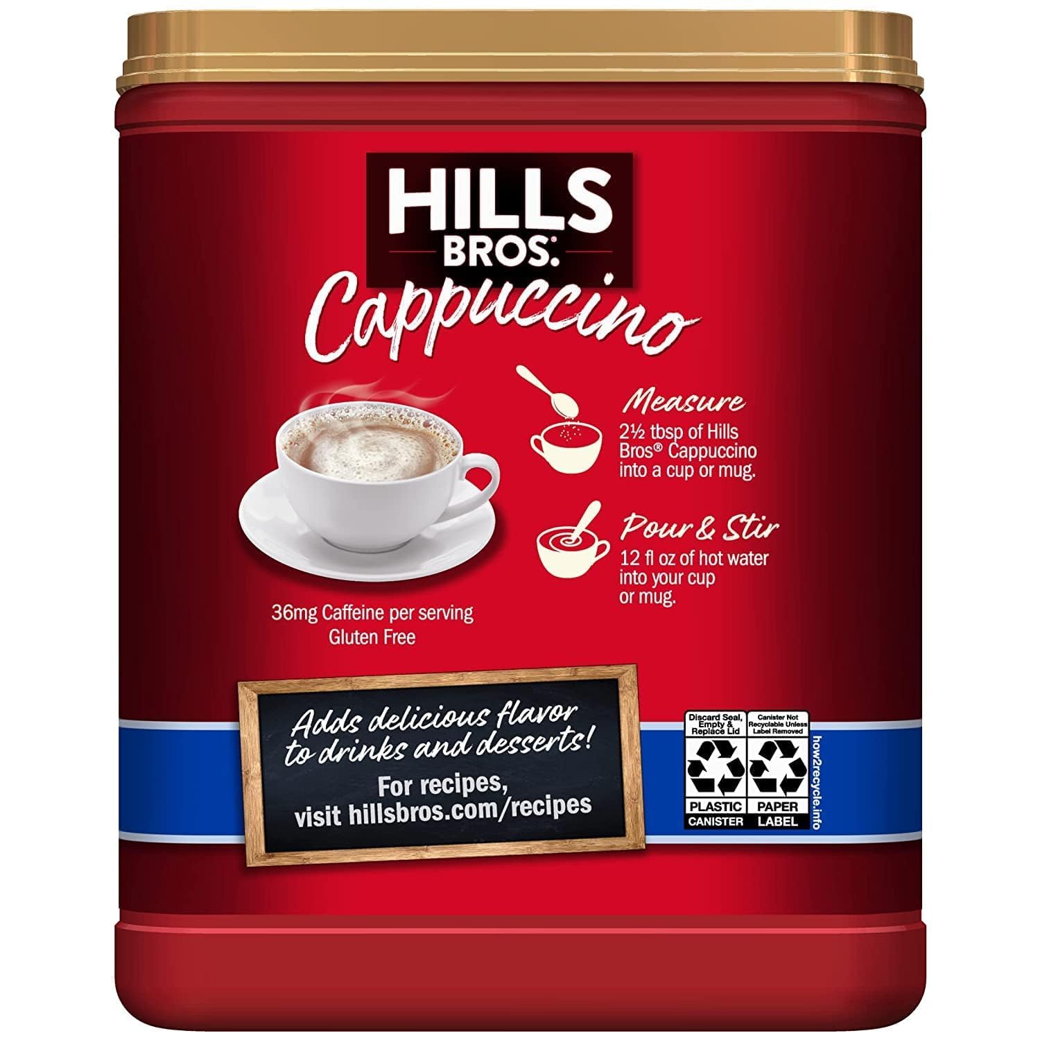 Hills Bros Vainilla francesa sin azúcar, (paquete de 6)
