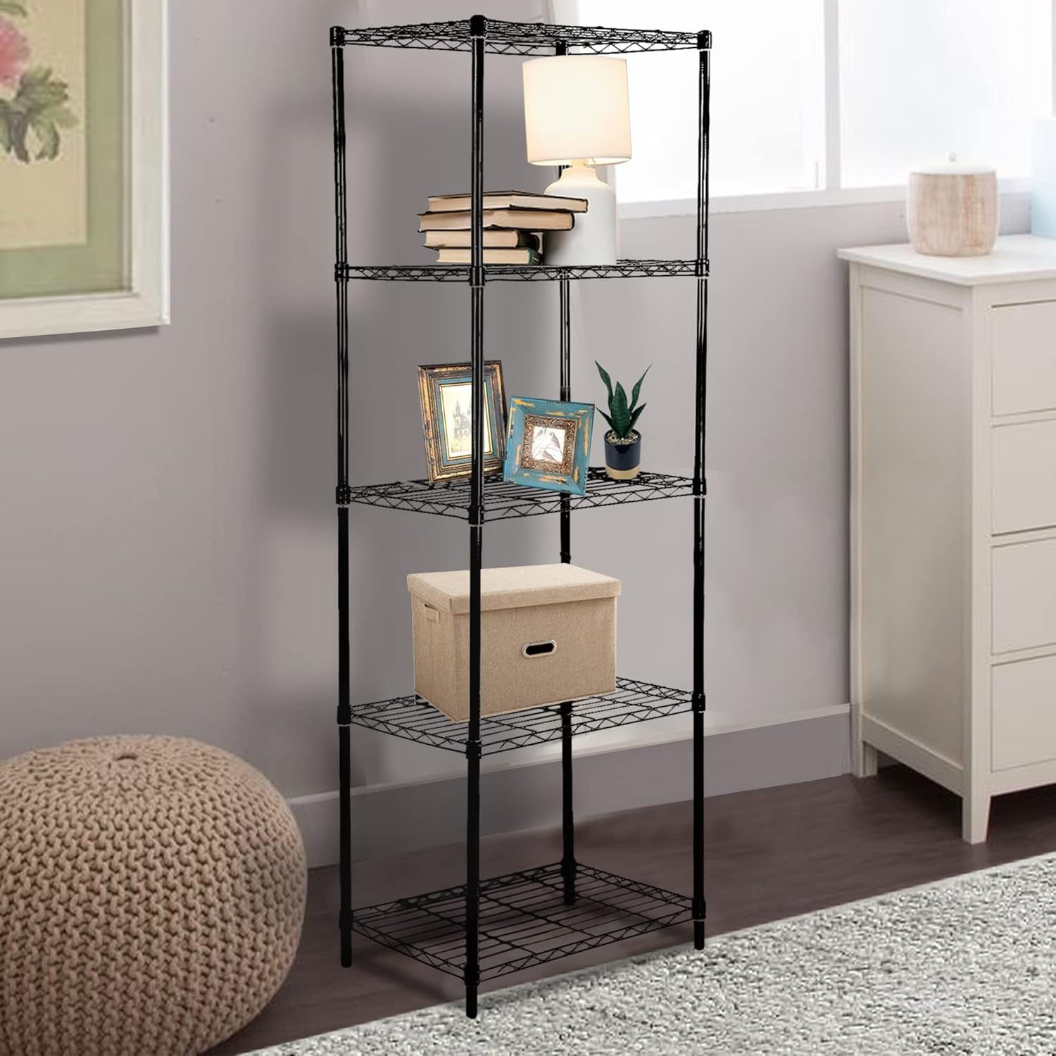 GIA Home Series – Estantería de alambre de 5 niveles, estantes metálicos de almacenamiento para cocina y baño, juego de 2, color negro