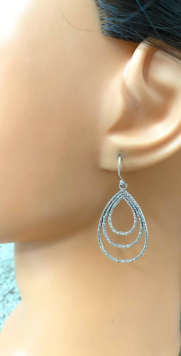 Layered Teardrops on Sterling Silver Earrings
