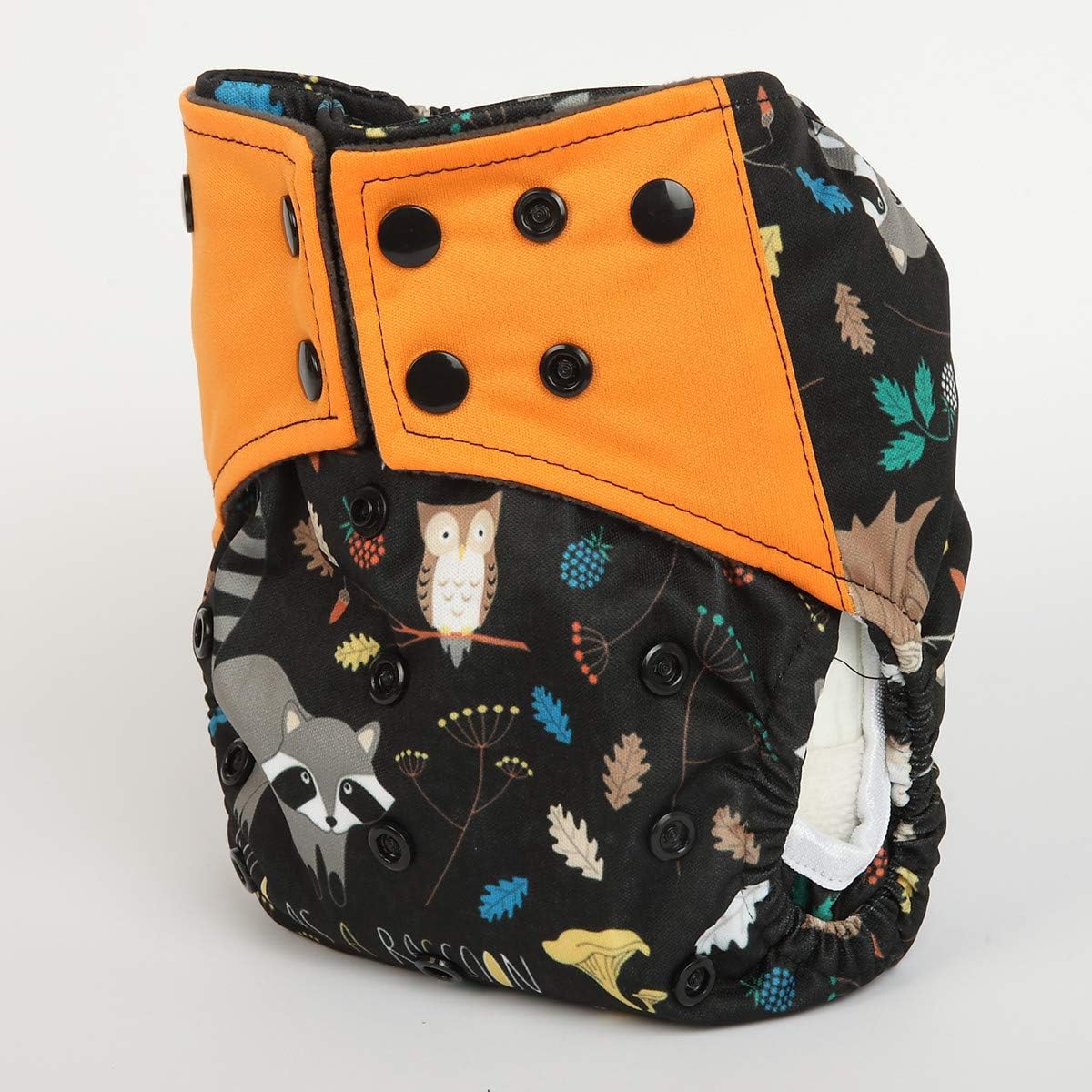 Pañal de tela de bolsillo para bebé, carbón de bambú, refuerzos dobles reutilizables para niños (animal mapache), 1 unidad (paquete de 1)