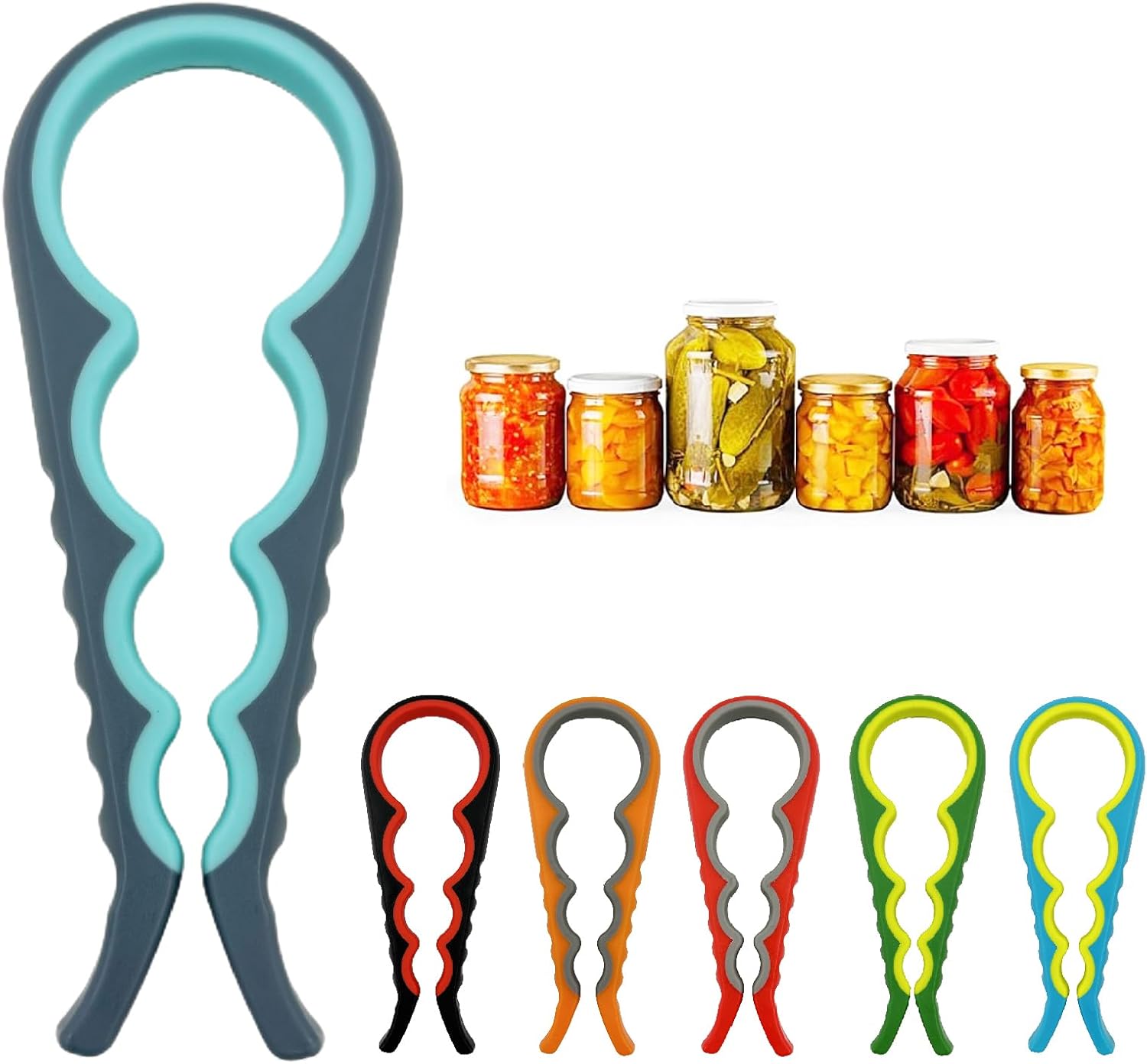 Abrebotellas para manos débiles, herramienta de apertura de tapas de latas antideslizante multifunción 4 en 1, adecuado para personas mayores con