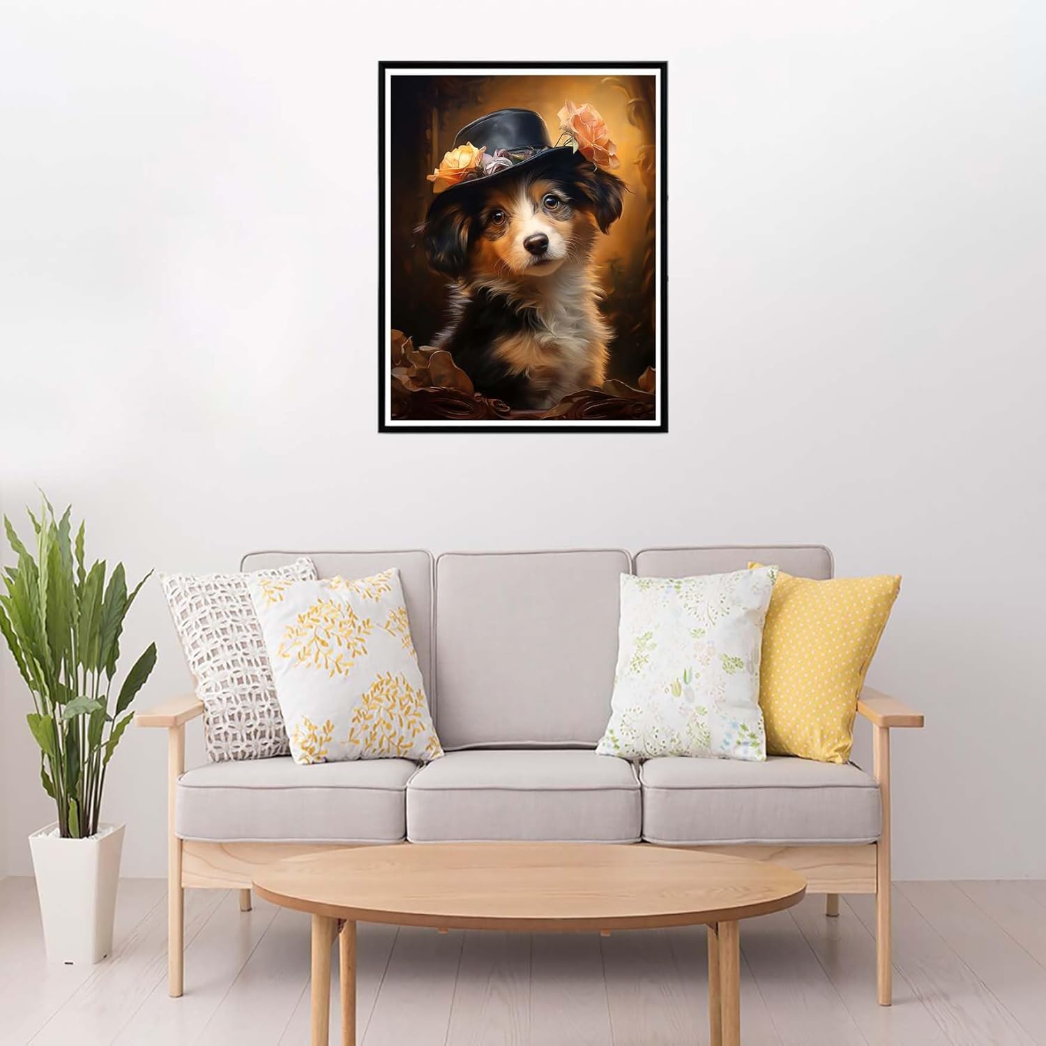 Cuneai – Kit de pintura de diamante 5D para perro, pintura redonda por números, artesanía de animales, bordado de cristal para decoración de pared