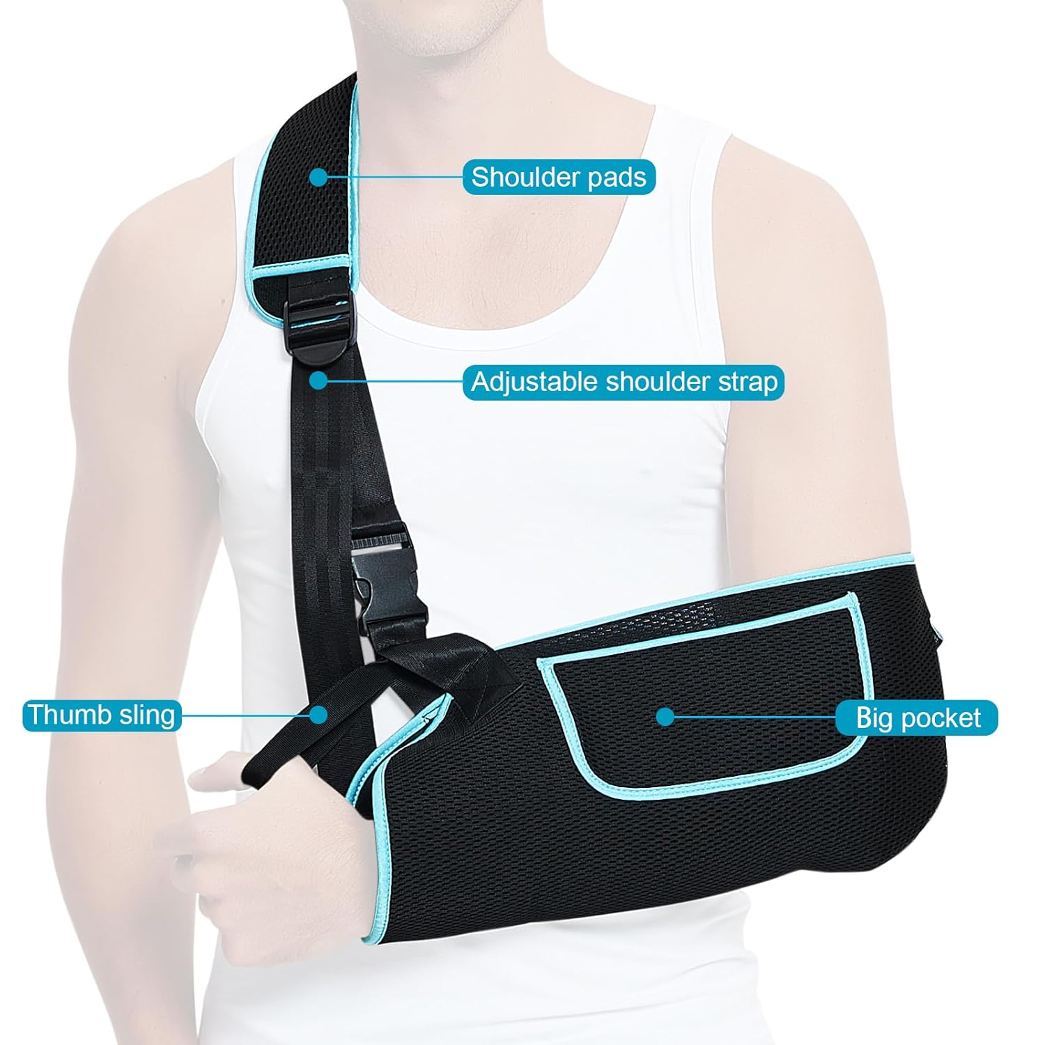 FUUXOO – Inmovilizador de hombro para brazo, soporte de puño rotador, cómodo arnés médico para lesiones de hombro, brazo izquierdo y derecho,