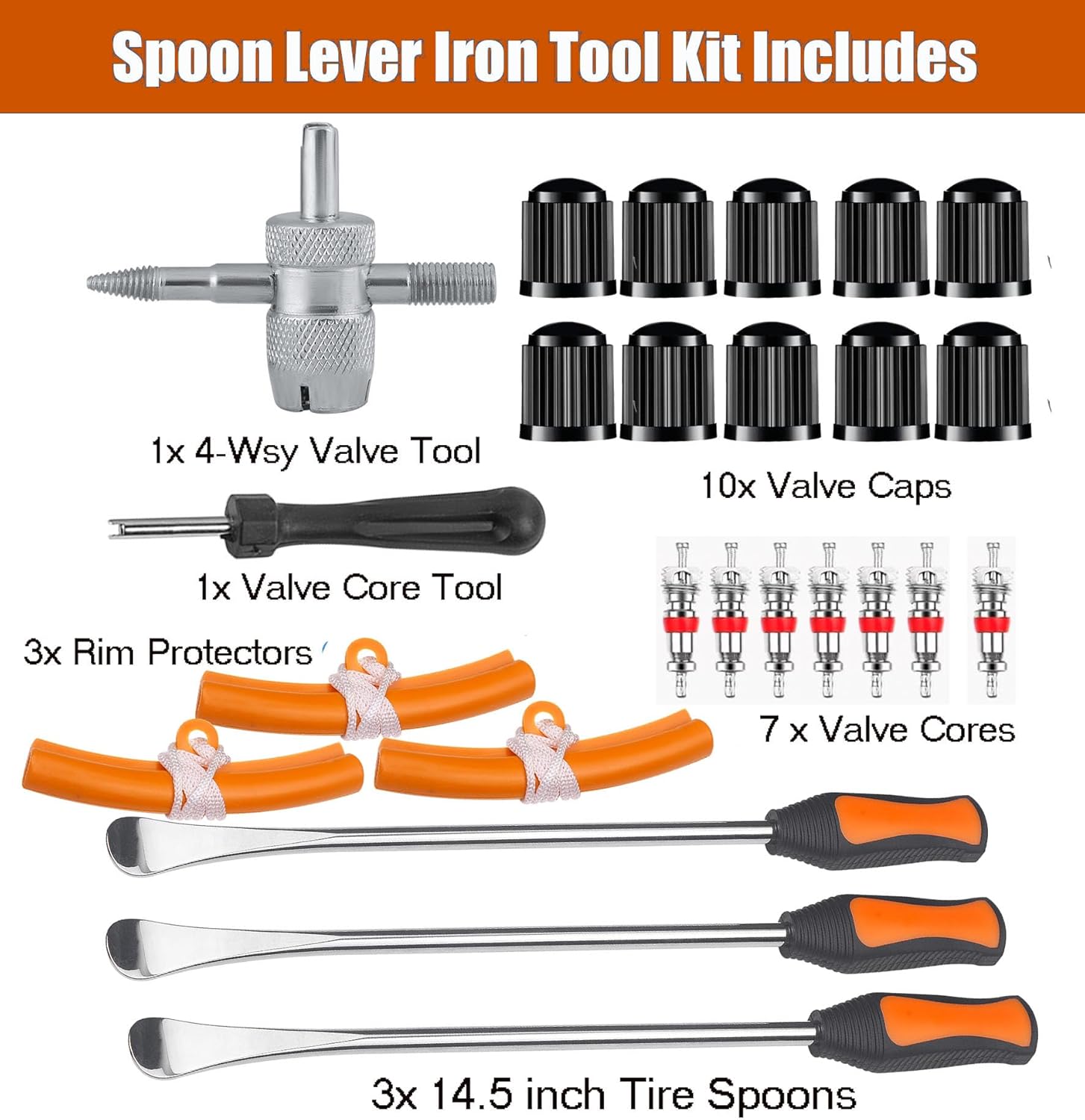 Cucharas de neumáticos de 14.5 pulgadas, herramientas cambiadoras de neumáticos de motocicleta, kit de reparación de palancas de hierro para