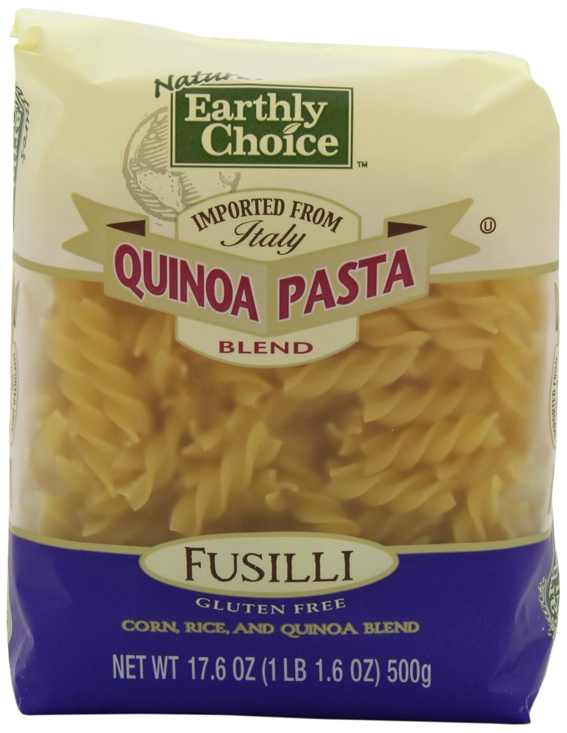 Nature’s Earthly Choice Mezcla de pasta de quinua, Fusilli, 17.6 onzas (paquete de 6)