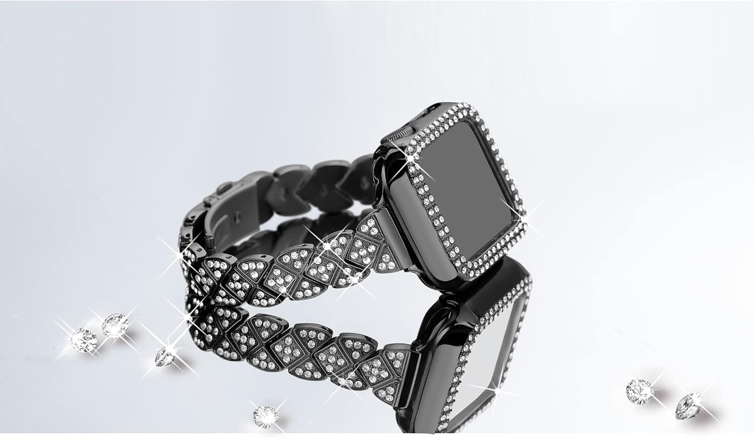 Secbolt Correa delgada compatible con Apple Watch Band de 1.49, 1.57, 1.61, 1.65, 1.73 y 1.77 pulgadas, para mujer, pulsera de metal elegante con