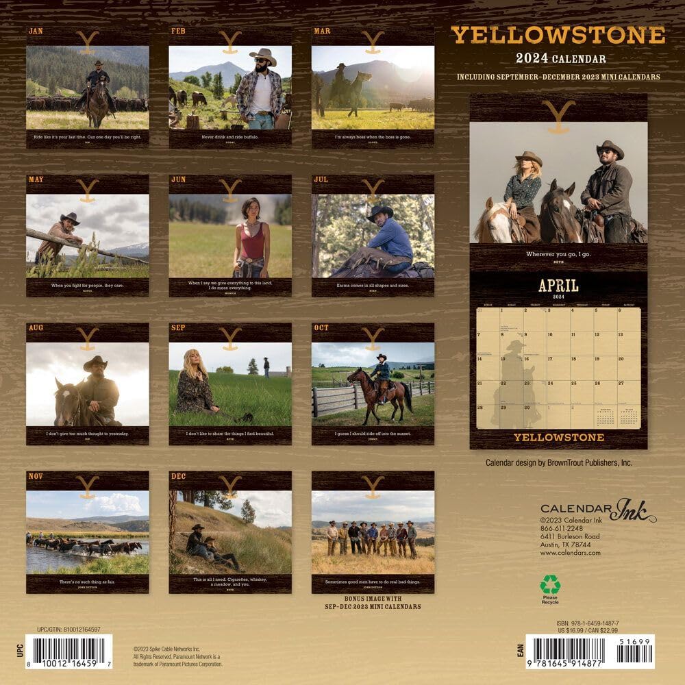 Calendar Ink, Calendario de pared Yellowstone TV 2024