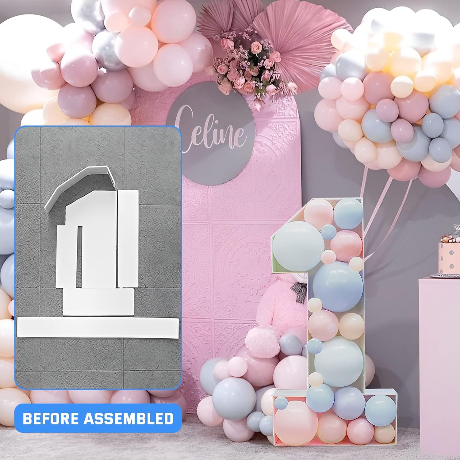 SKEFOLI Números de marquesina de 4 pies, números de mosaico para globos precortados de cartón extra grande, tablero de espuma para decoración de