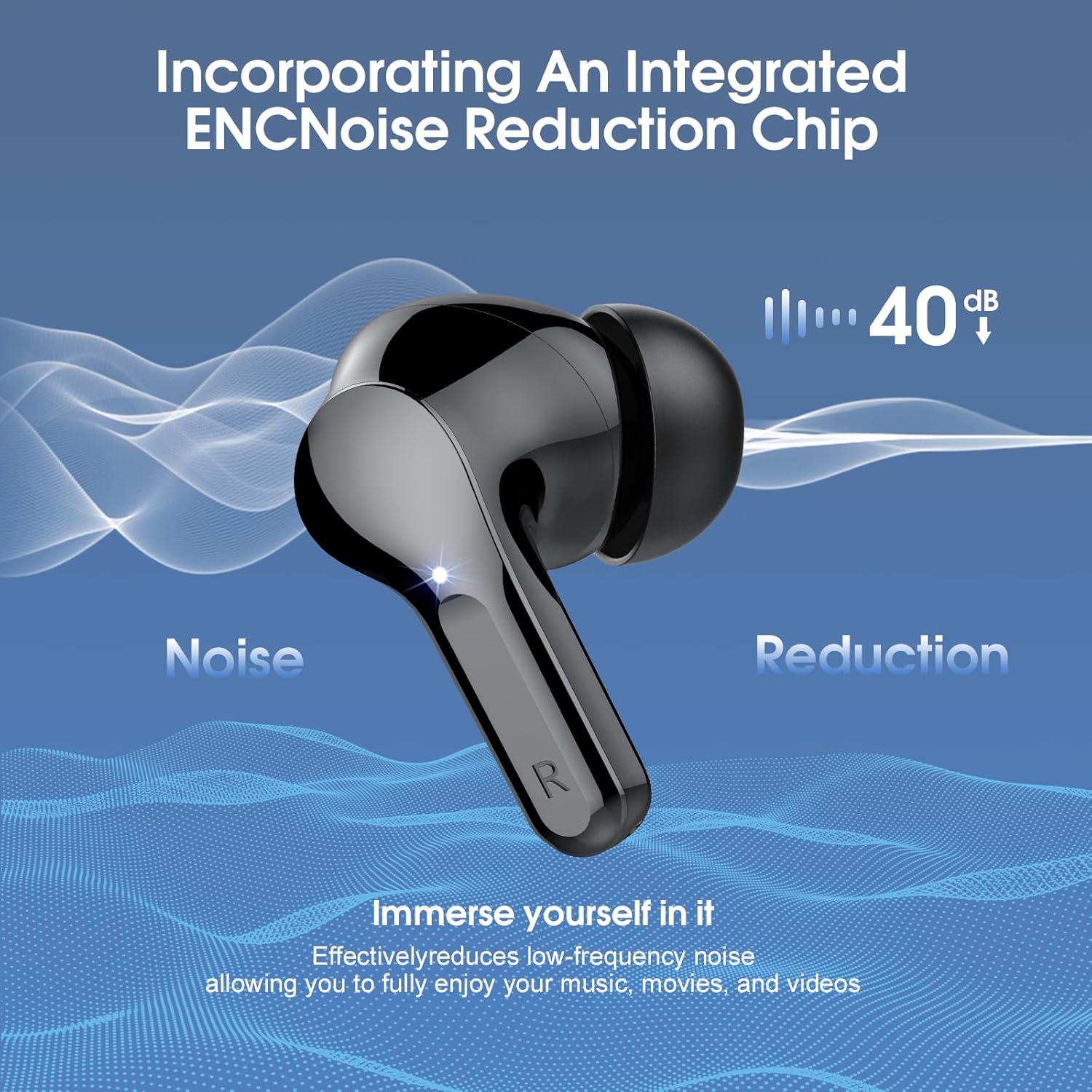 Auriculares inalámbricos 2024 Bluetooth 5.3, reproducción de 40 horas, auriculares estéreo de alta fidelidad con pantalla LED, auriculares con