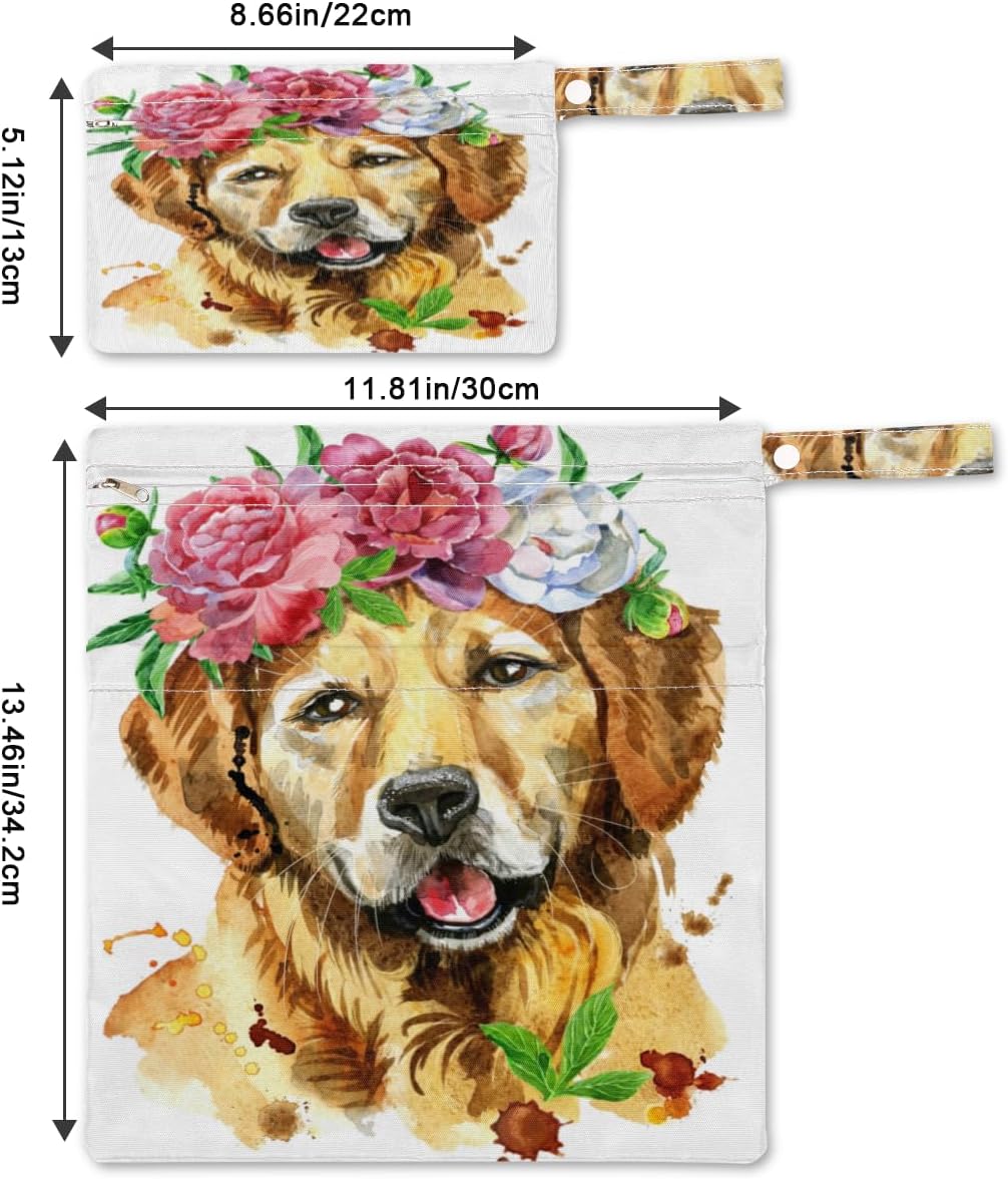 Lindas bolsas húmedas y secas para perros, 2 bolsas reutilizables impermeables para pañales, piezas de extractor de leche, toallas de baño, toallas