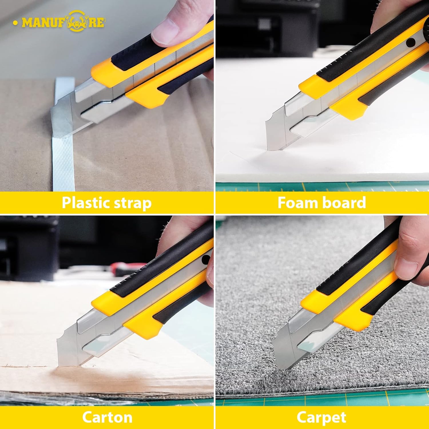MANUFORE Cuchillo utilitario de 0.984 in Cuchillo retráctil resistente a presión con hoja ultra afilada de acero SK5