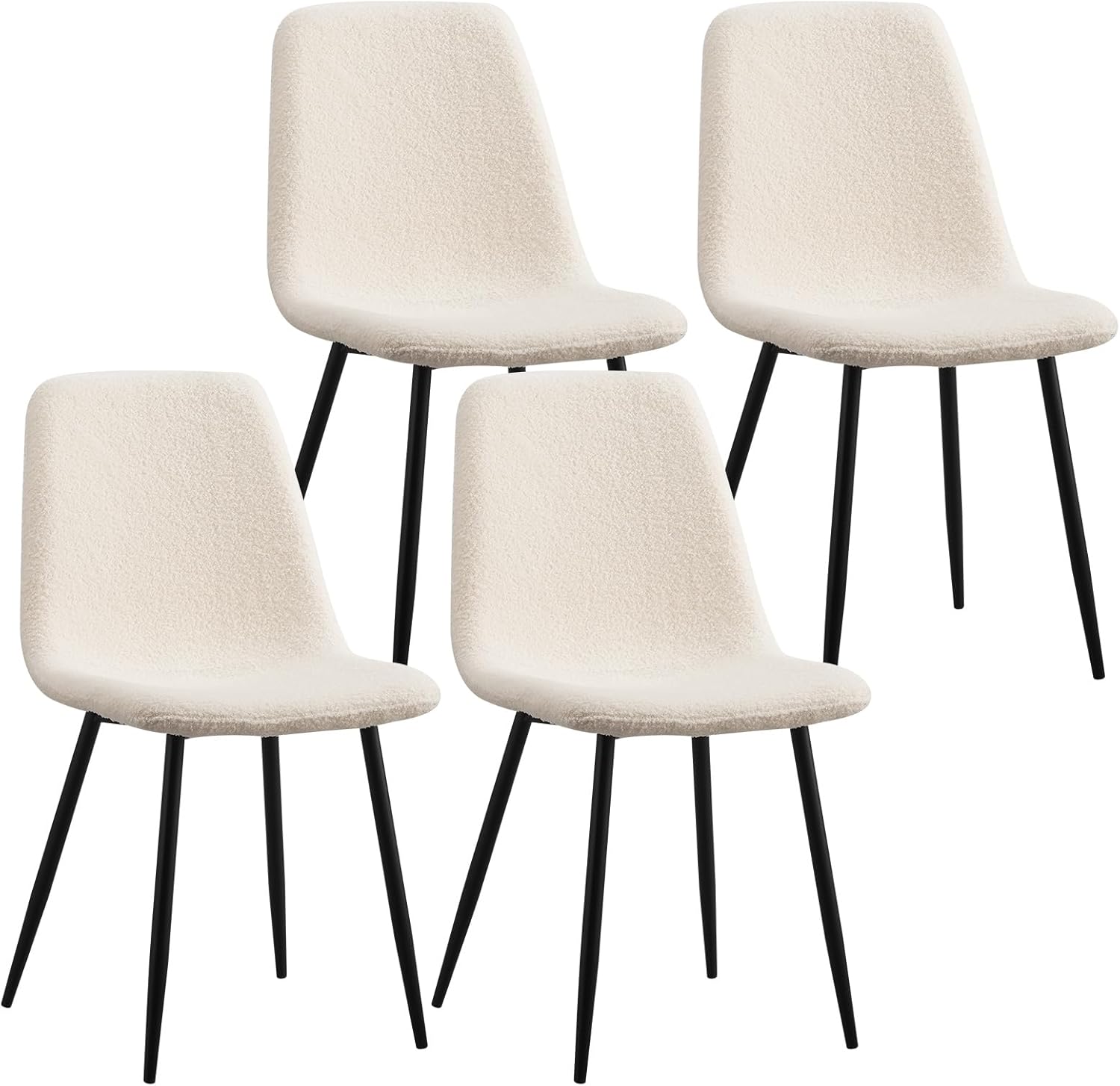 Juego de 4 sillas de comedor de terciopelo, juego de 4 sillas de cocina de terciopelo blanco, sillas de tocador tapizadas, elegantes sillas