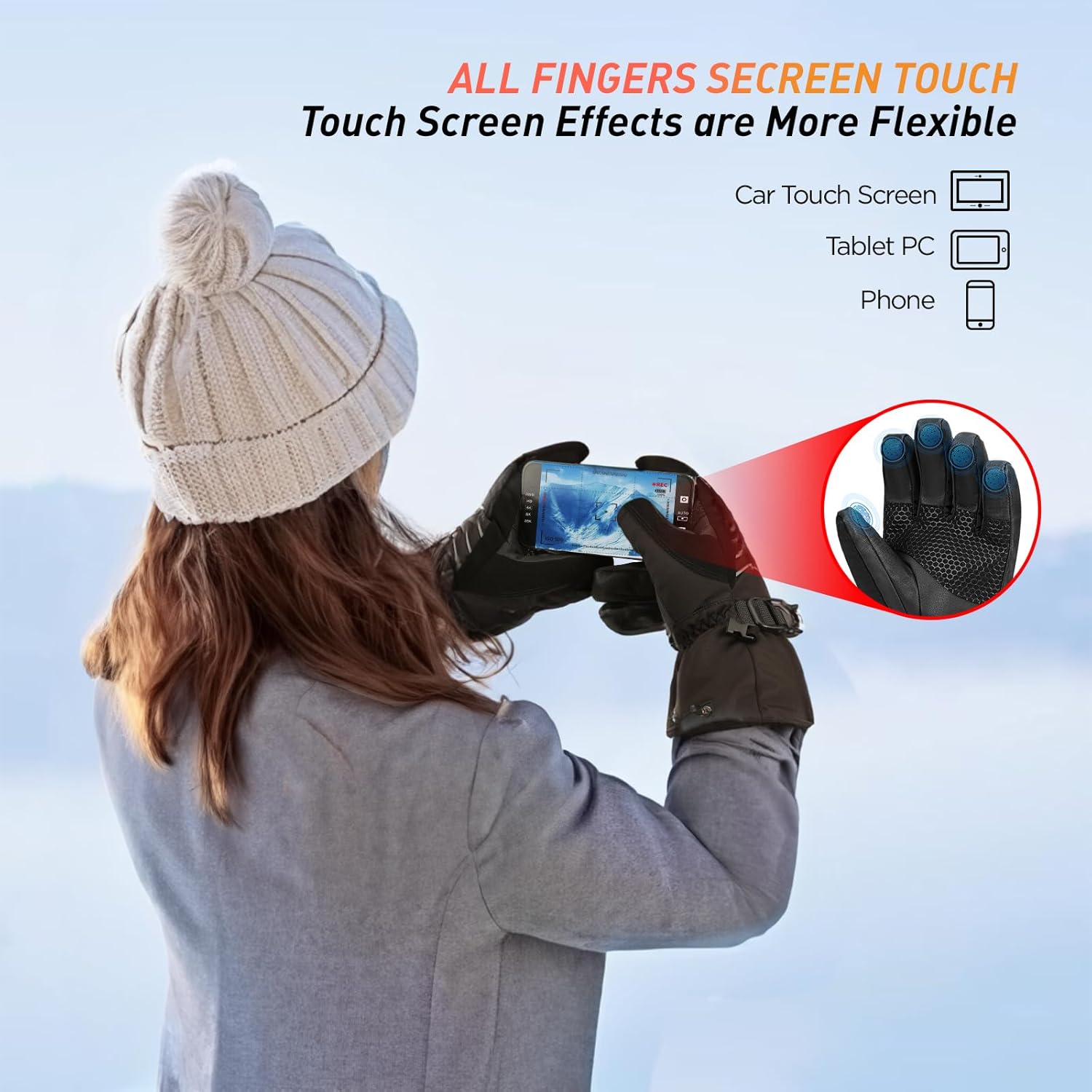 Heated Gloves for Men Women – 7.4V 23.68 WH Battery Rechargeable Heating Ski Gloves, Electric Gloves for Winter Outdoor Work Skiing Hiking Camping