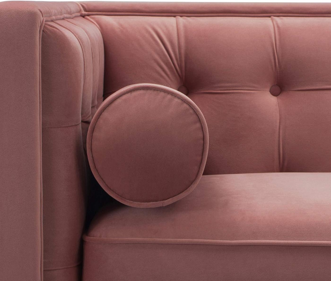Jennifer Taylor Home Kinsley – Moderno sofá copetudo de esmoquin de 84 pulgadas, terciopelo rosa ceniza