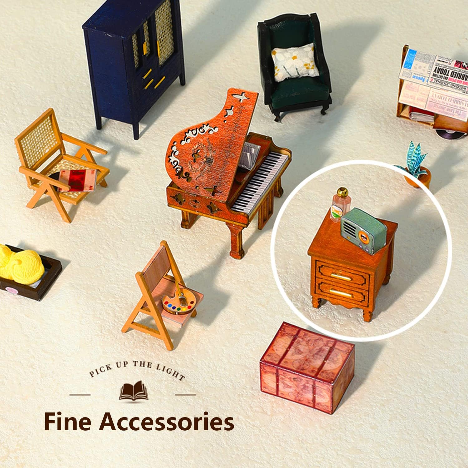 Roroom Kit de casa de muñecas en miniatura y muebles, modelo de casa de muñecas de madera 3D con cubierta a prueba de polvo y movimiento musical,